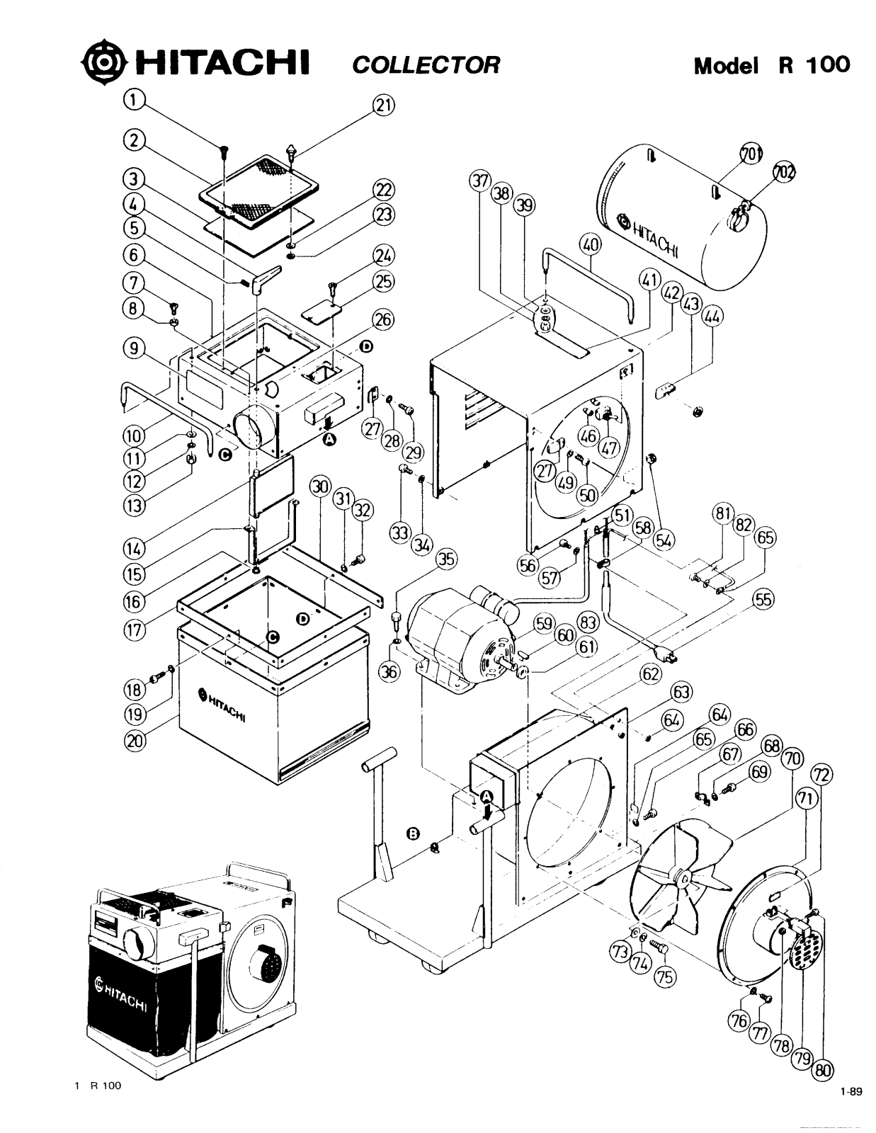 Hitachi R100 PARTS LIST