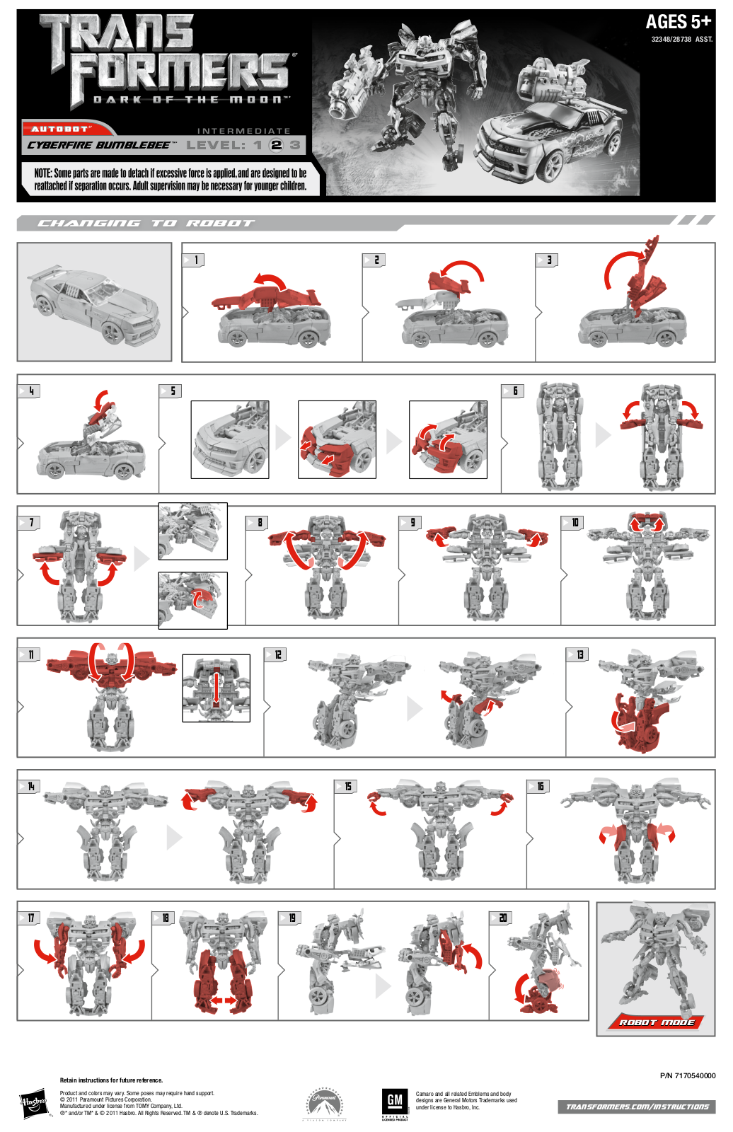 HASBRO Transformers DOTM Cyberfire Bumblebee User Manual