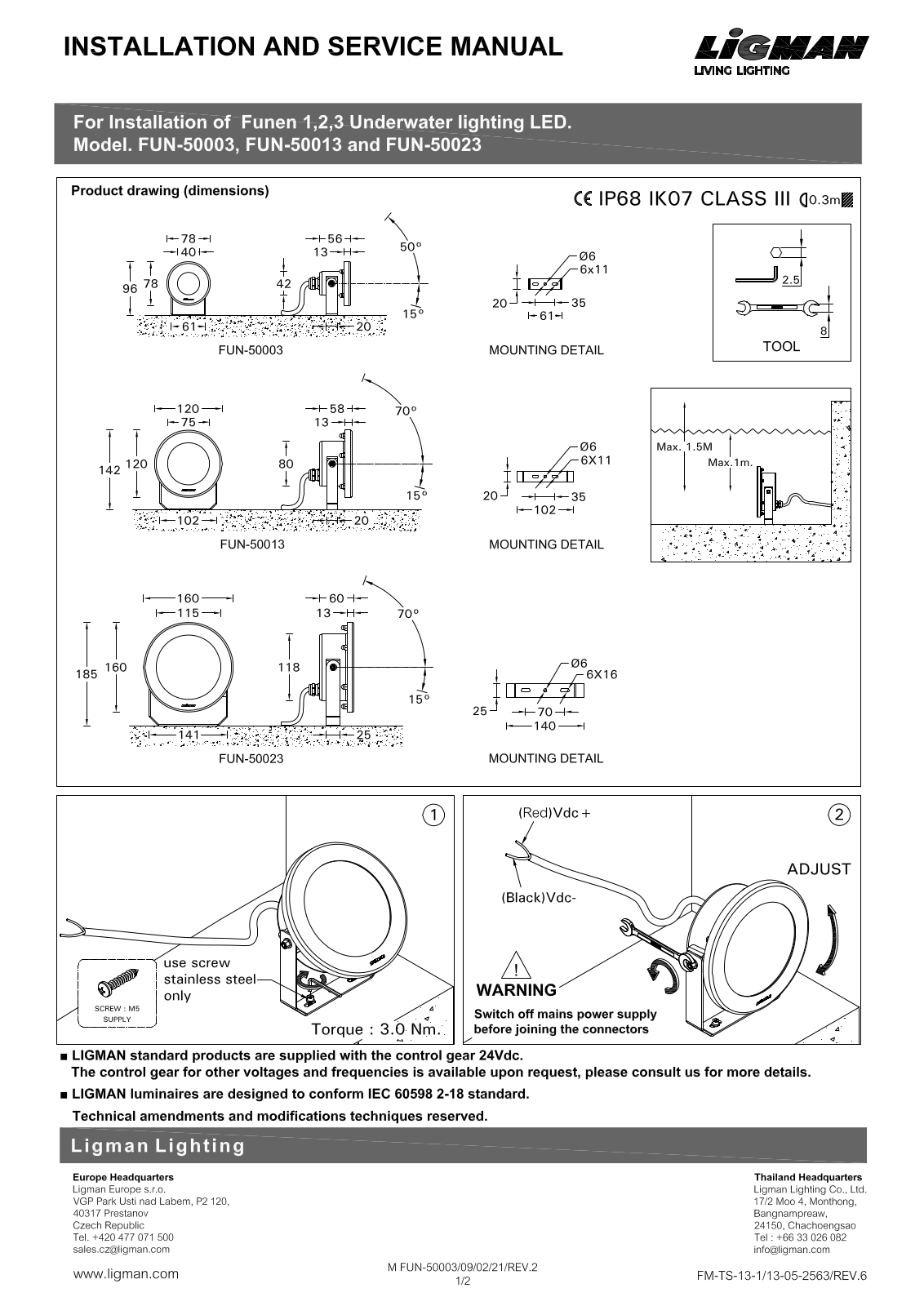 Ligman FUN-50023, FUN-50013, FUN-50003 Installation Manual - ManualMachine.com
