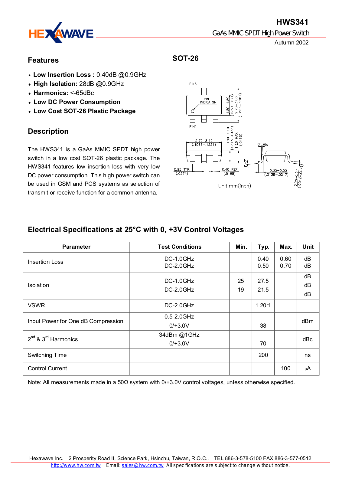 HWTW HWS341 Datasheet