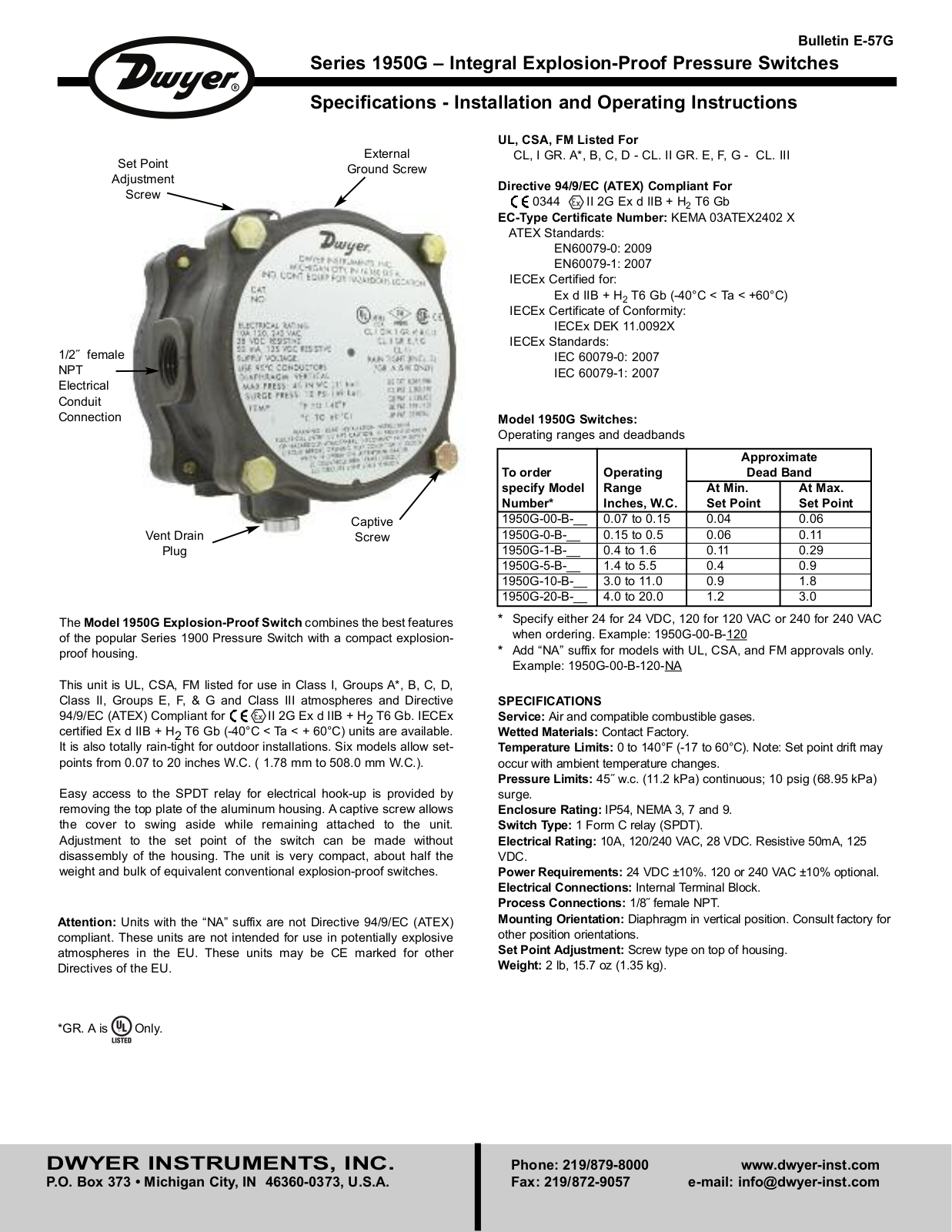 Dwyer 1950G User Manual