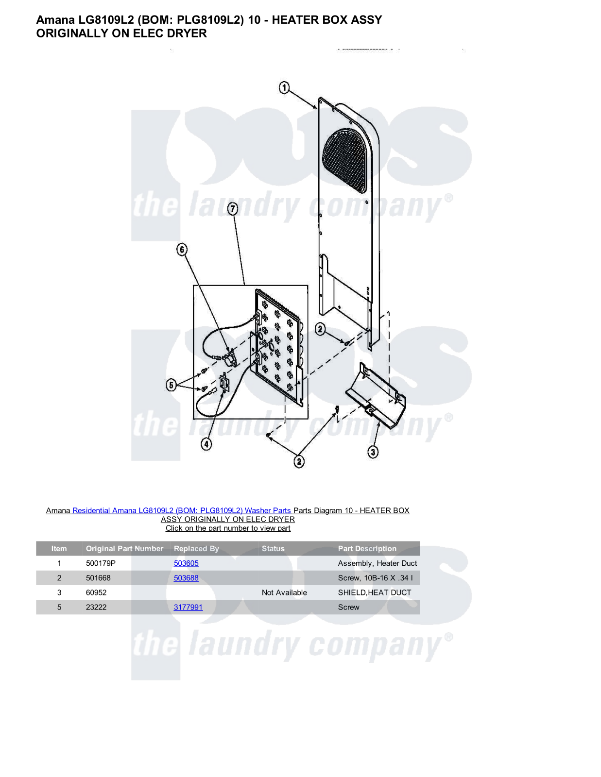 Amana LG8109L2 Parts Diagram