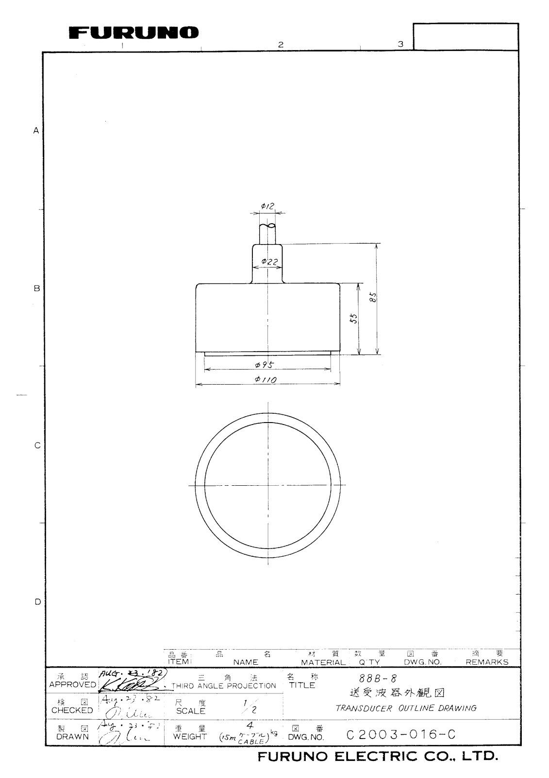 Furuno CA88B-8 Dimensional Drawings