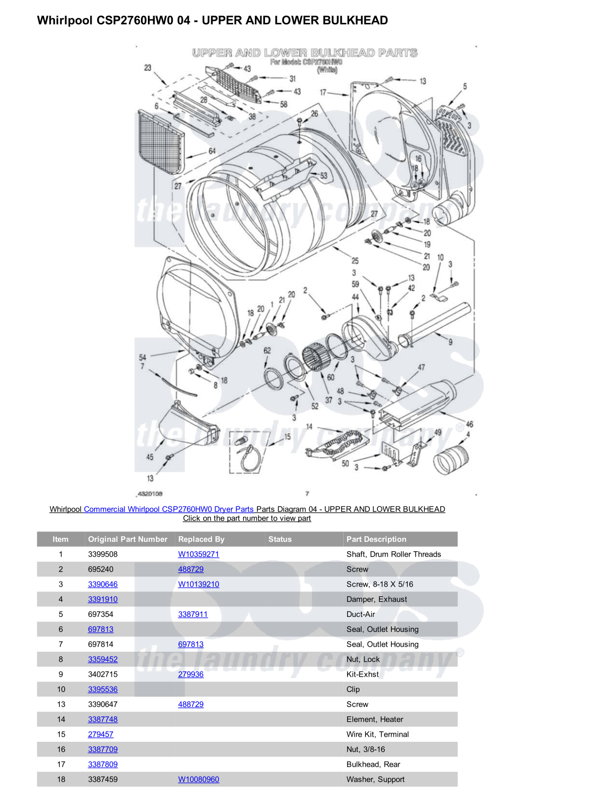 Whirlpool CSP2760HW0 Parts Diagram