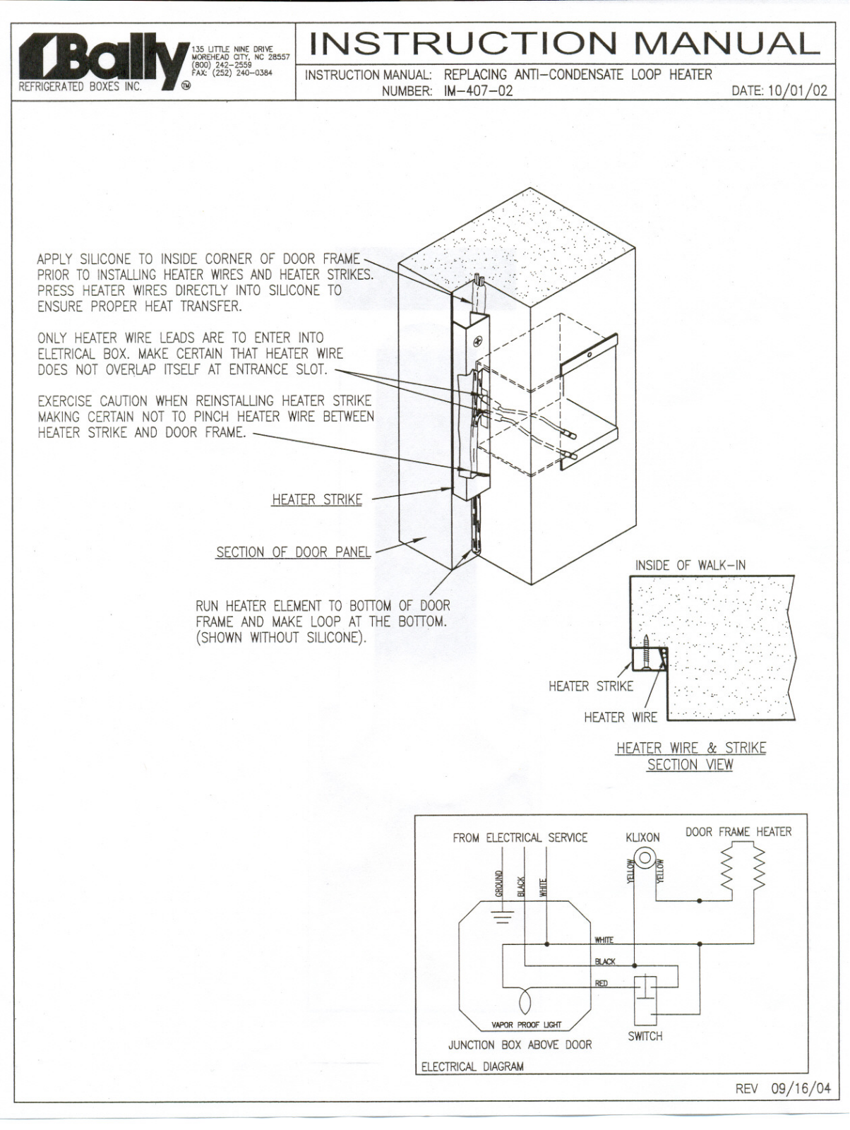 Bally Refrigerated Boxes IM-407-02 Installation  Manual - ManualMachine.com