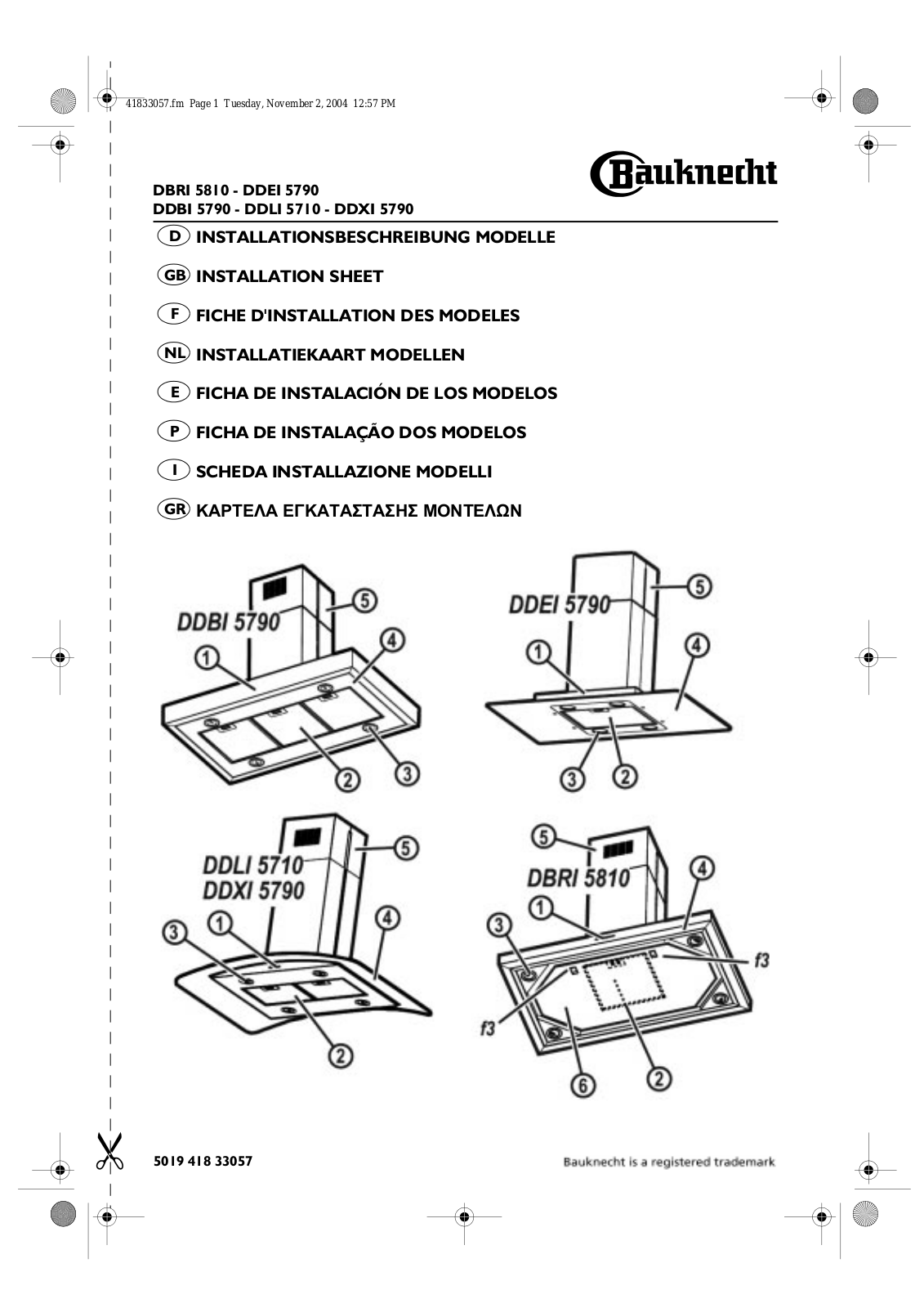 Whirlpool DBRI 5810 IN, DDBI 5790 IN INSTRUCTION FOR USE