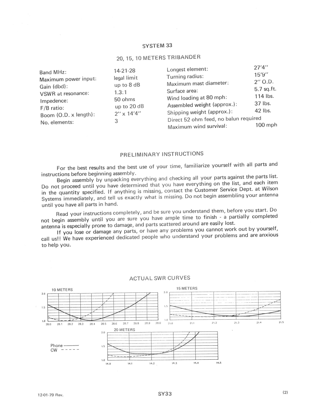 Wilson SY-33 User Manual