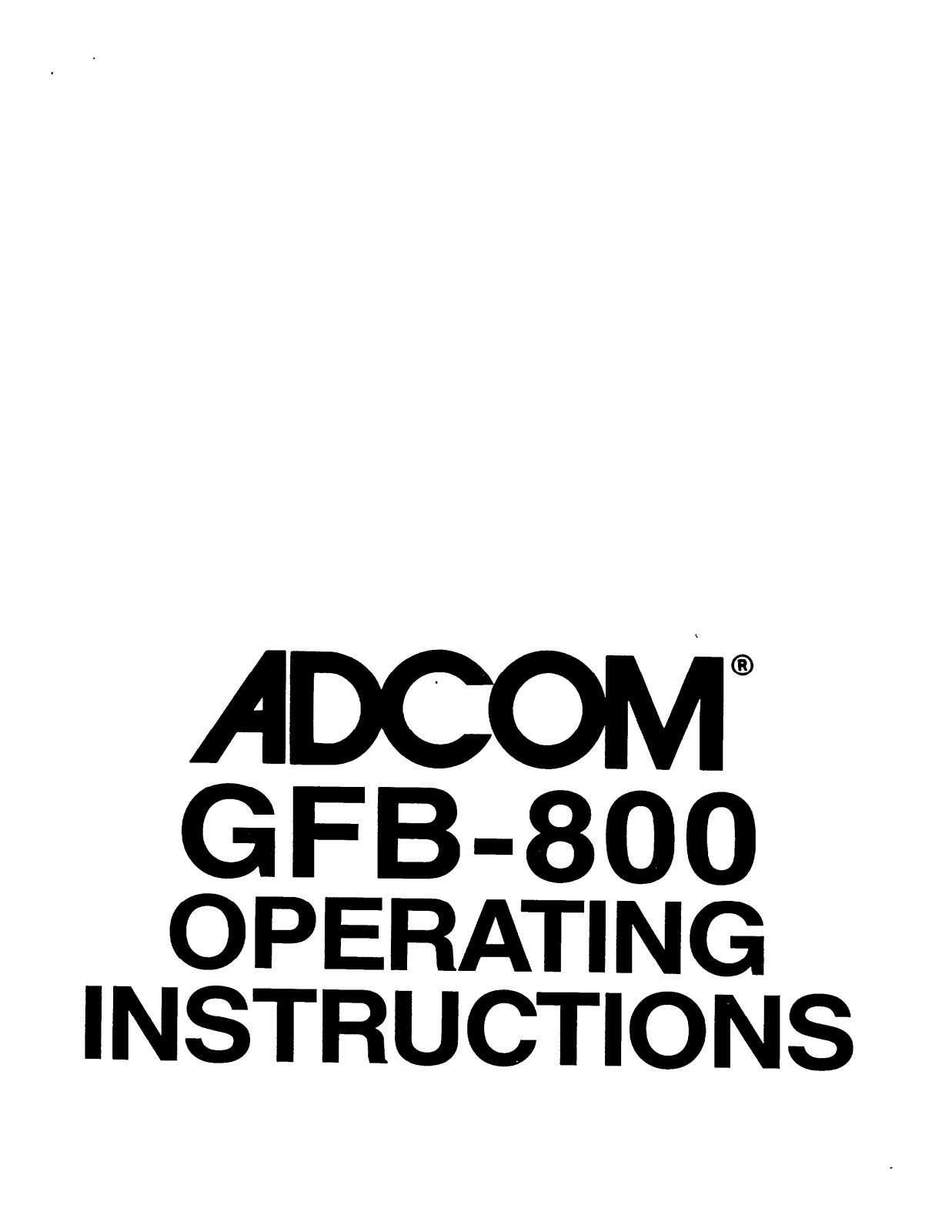 Adcom GFB-800 Owners manual