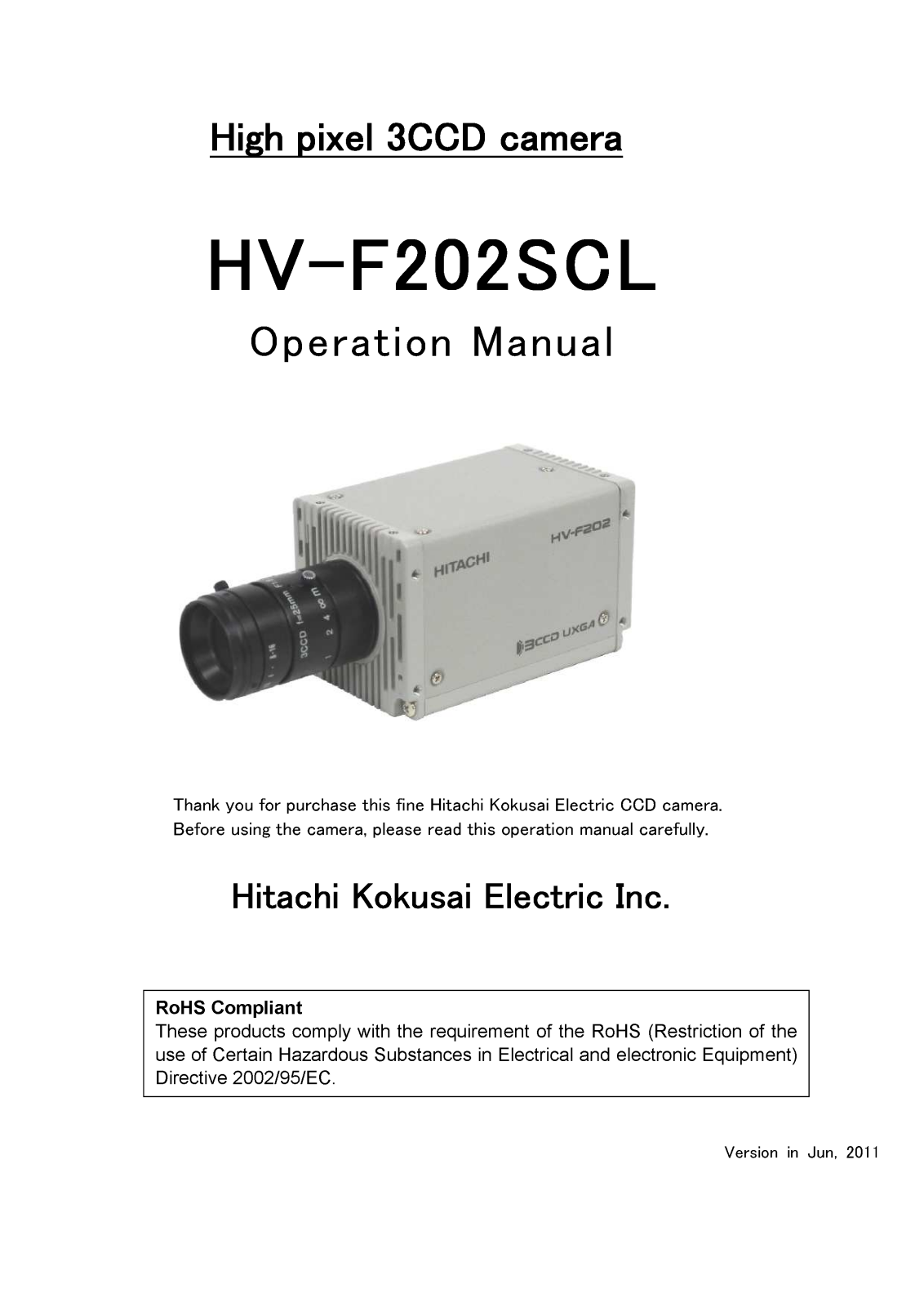 Hitachi Koki high pixel 3ccd camera User Manual