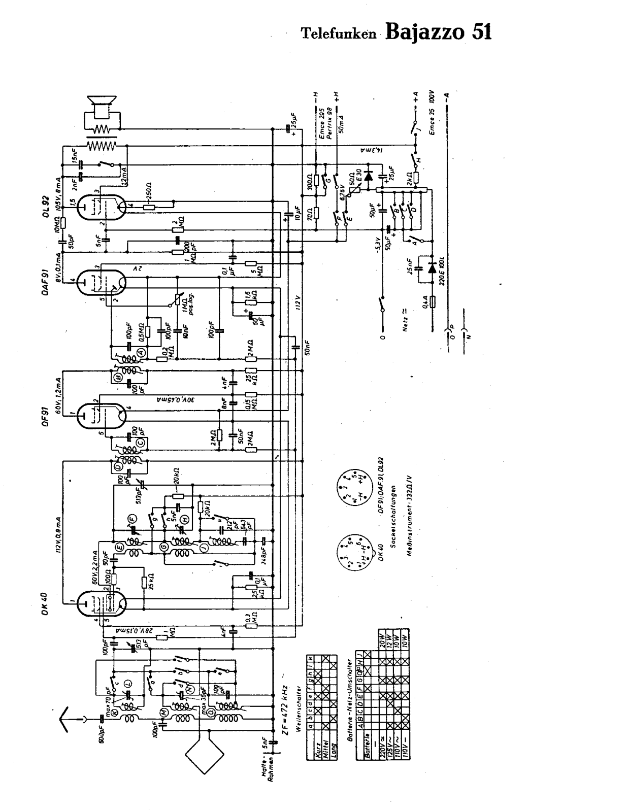 Telefunken Bajazzo 51 Cirquit Diagram