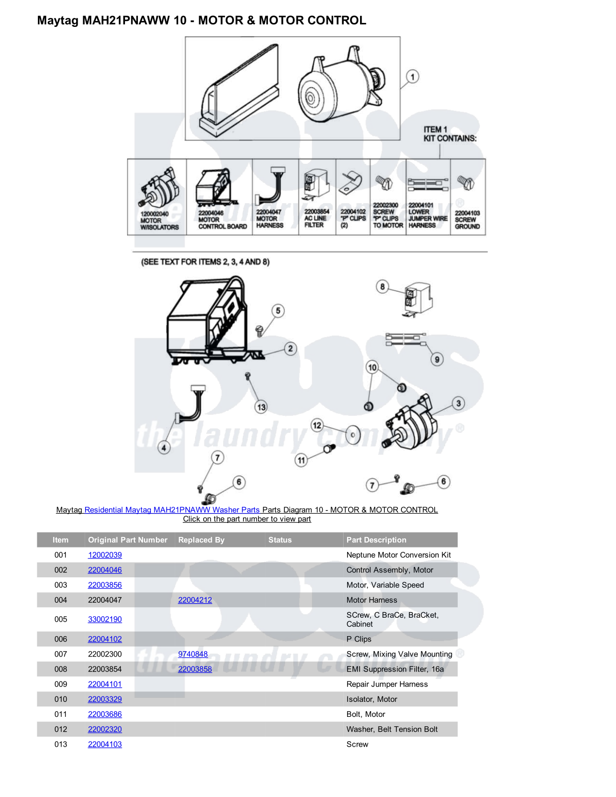 Maytag MAH21PNAWW Parts Diagram