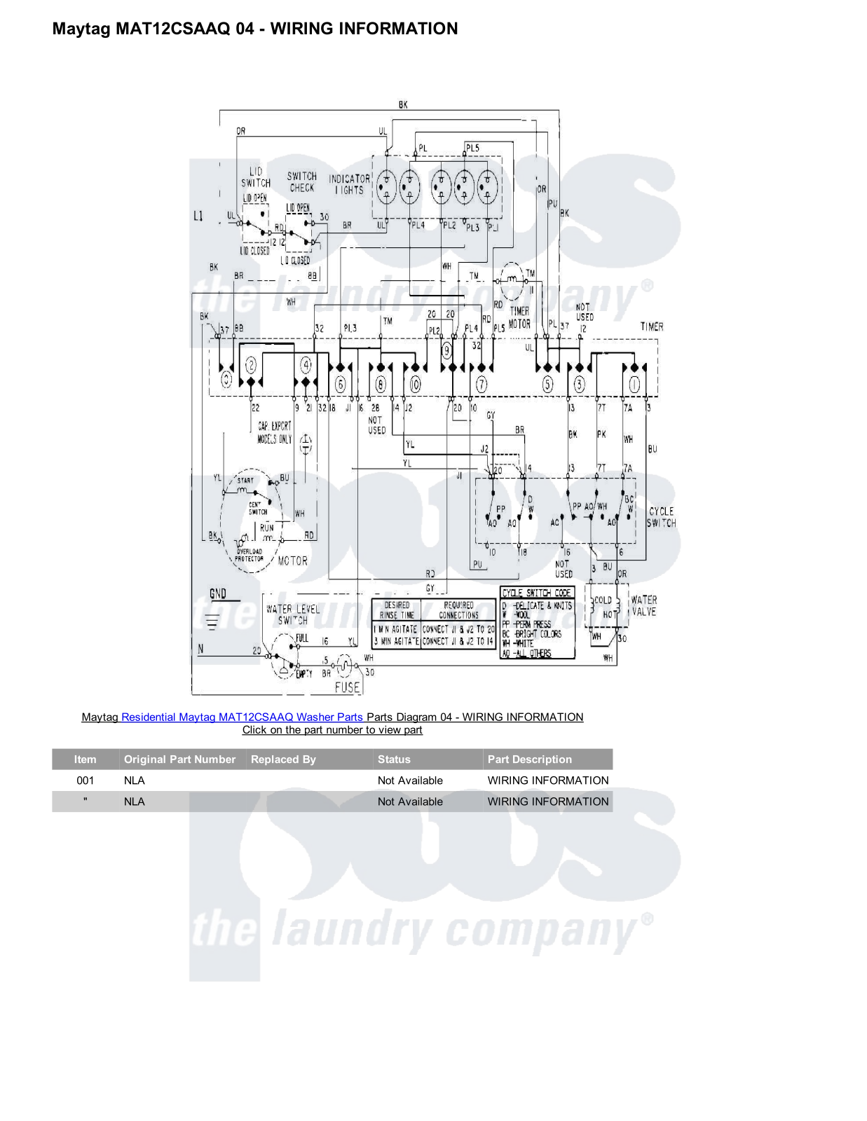 Maytag MAT12CSAAQ Parts Diagram