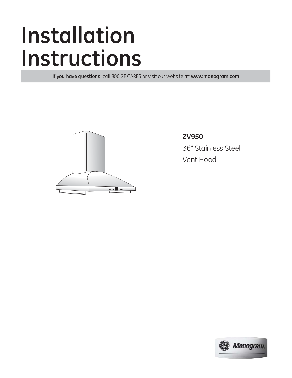 GE ZV950SDSS User Manual