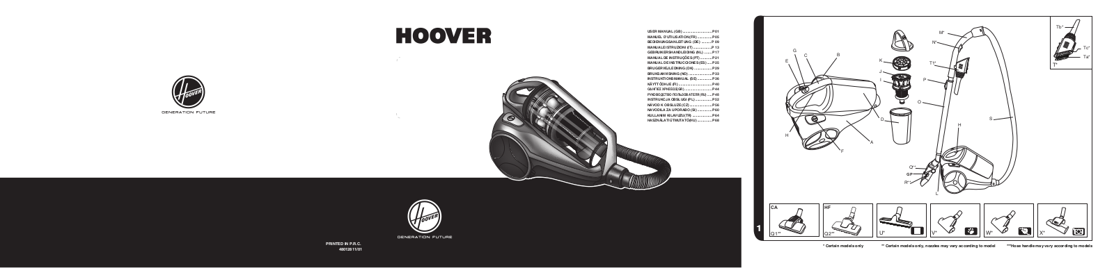 Hoover RE71 Operating Instructions