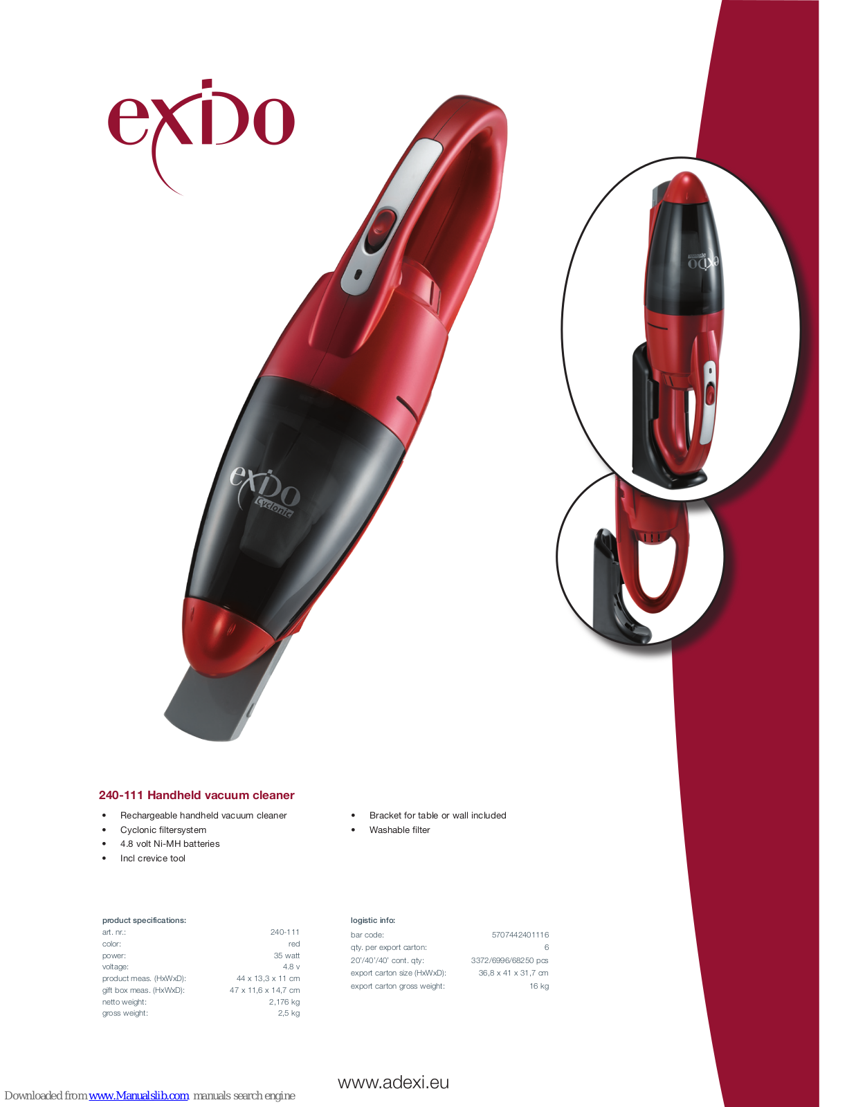 Exido 240-111 Specifications - ManualMachine.com