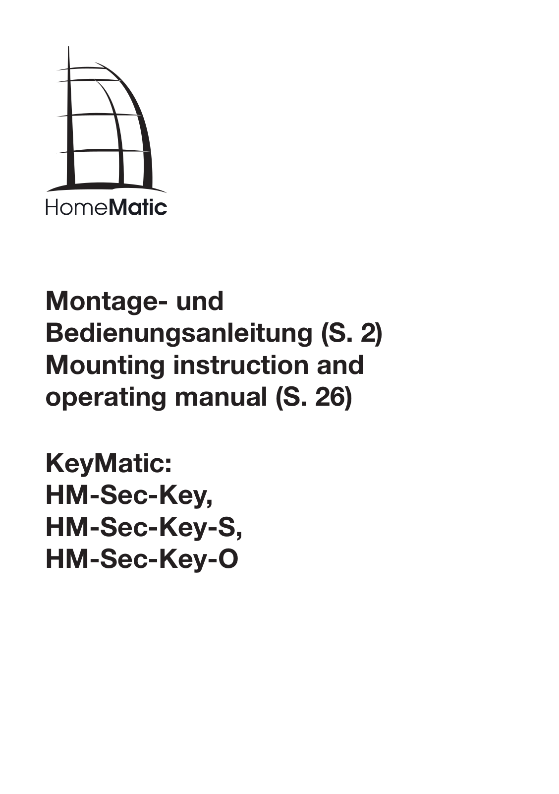 Homematic HM-Sec-Key, HM-Sec-Key-S, HM-Sec-Key-O Operating Manual