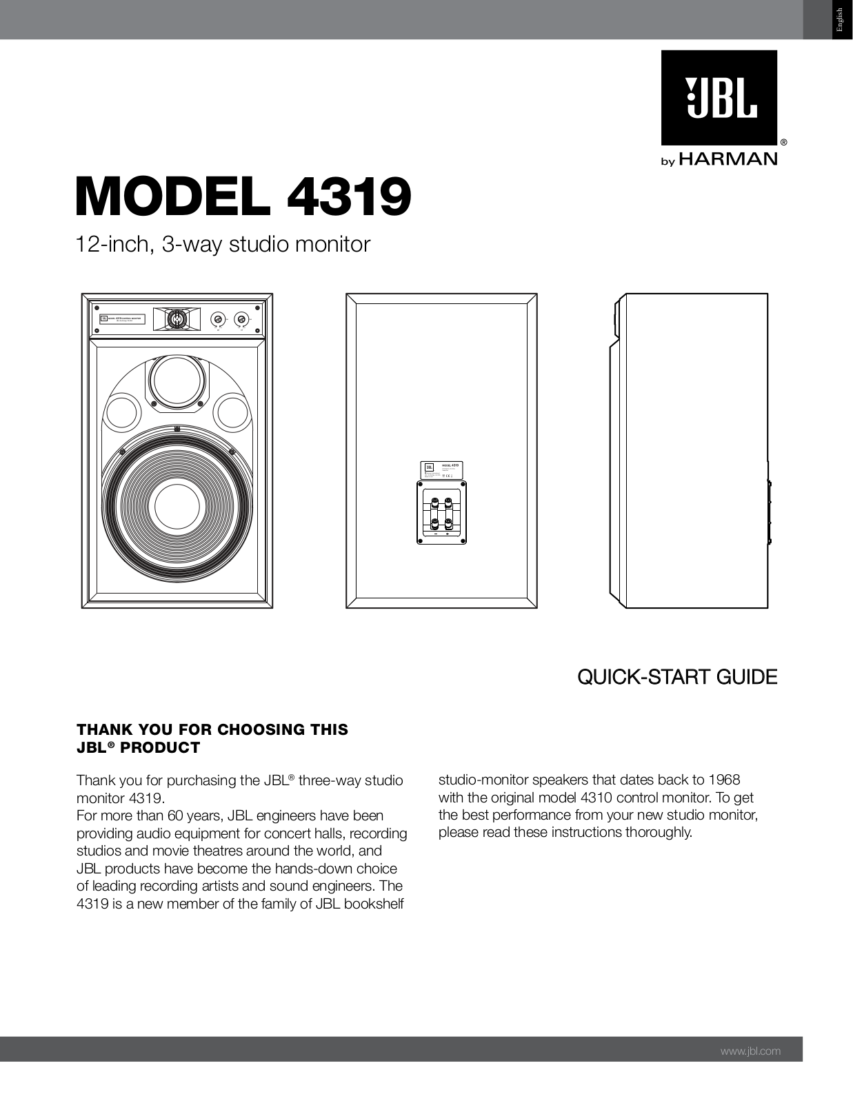 JBL 4319 Quick Start Manual