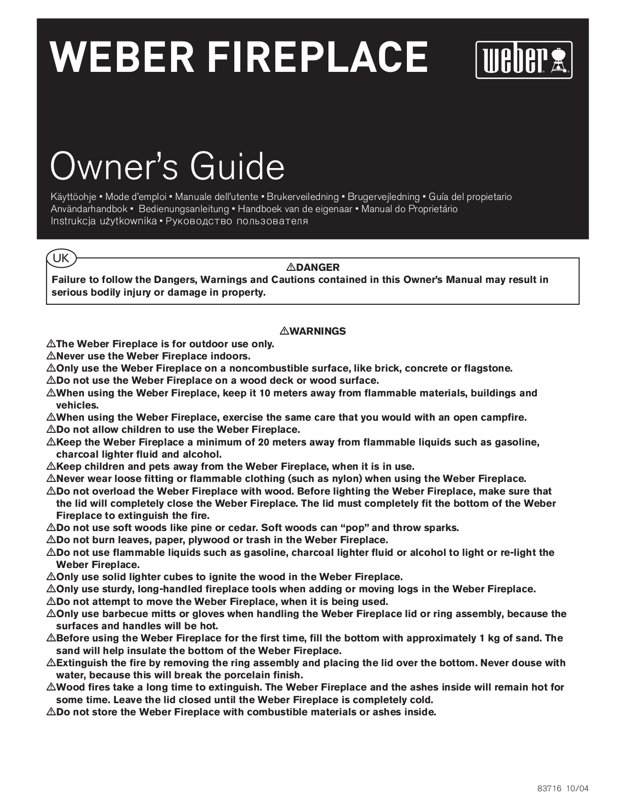 Weber Openhaard User Manual