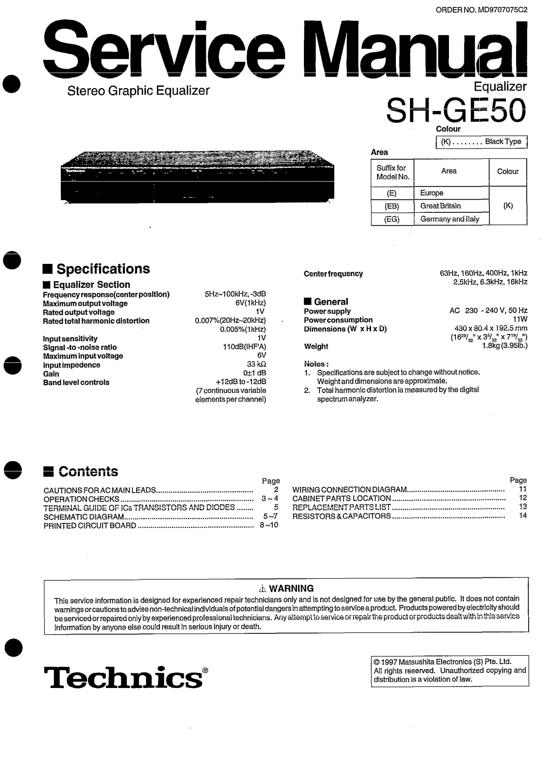 Technics SHGE-50 Service manual