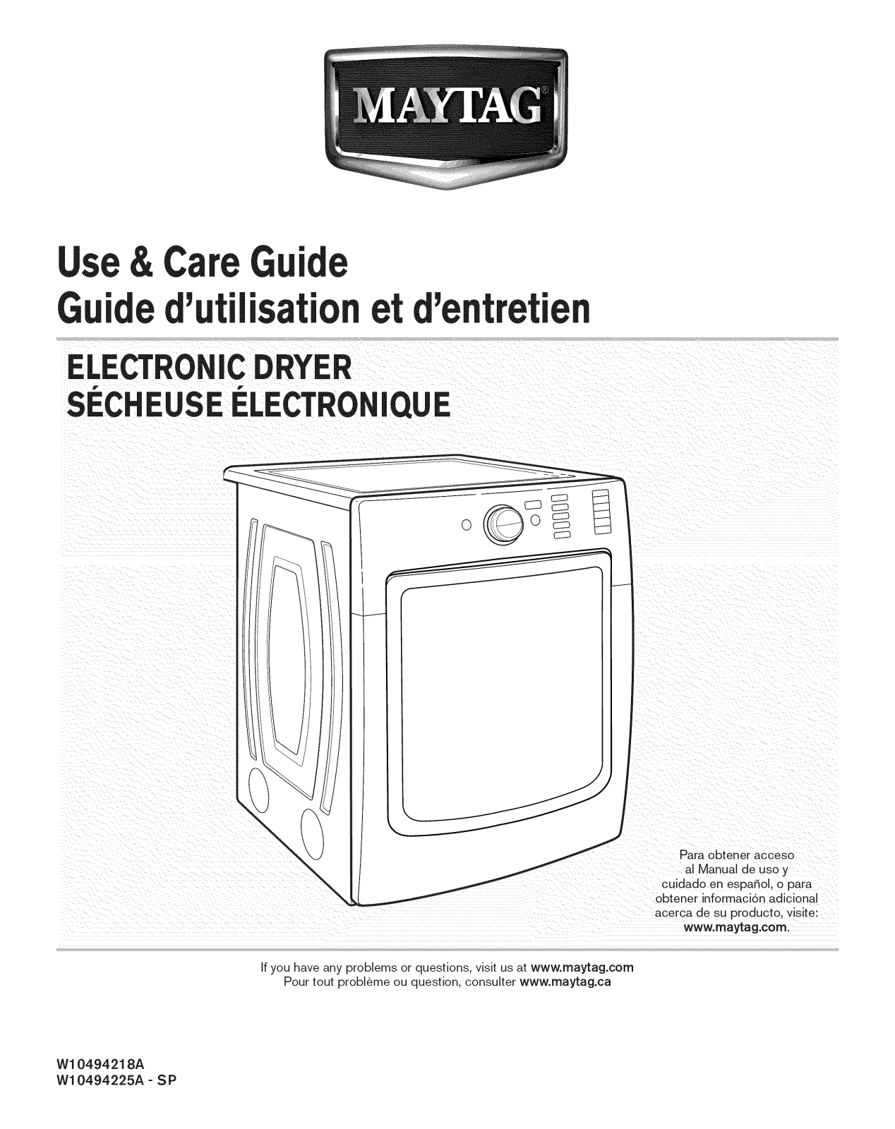 Maytag YMED6000AG0, YMED6000AW0, MGD8000AW1, MGD8000AW0, MGD8000AG1 Owner’s Manual