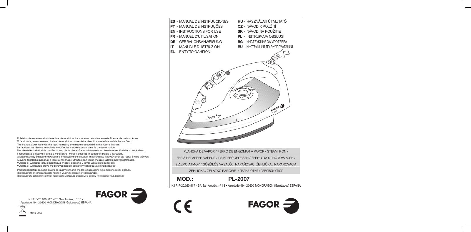 FAGOR PL2007 User Manual