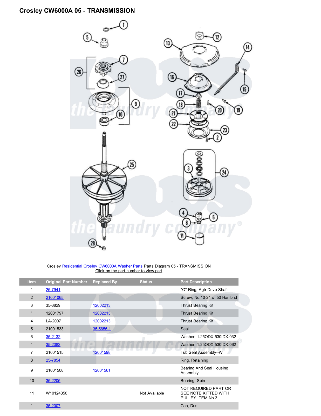 Crosley CW6000A Parts Diagram