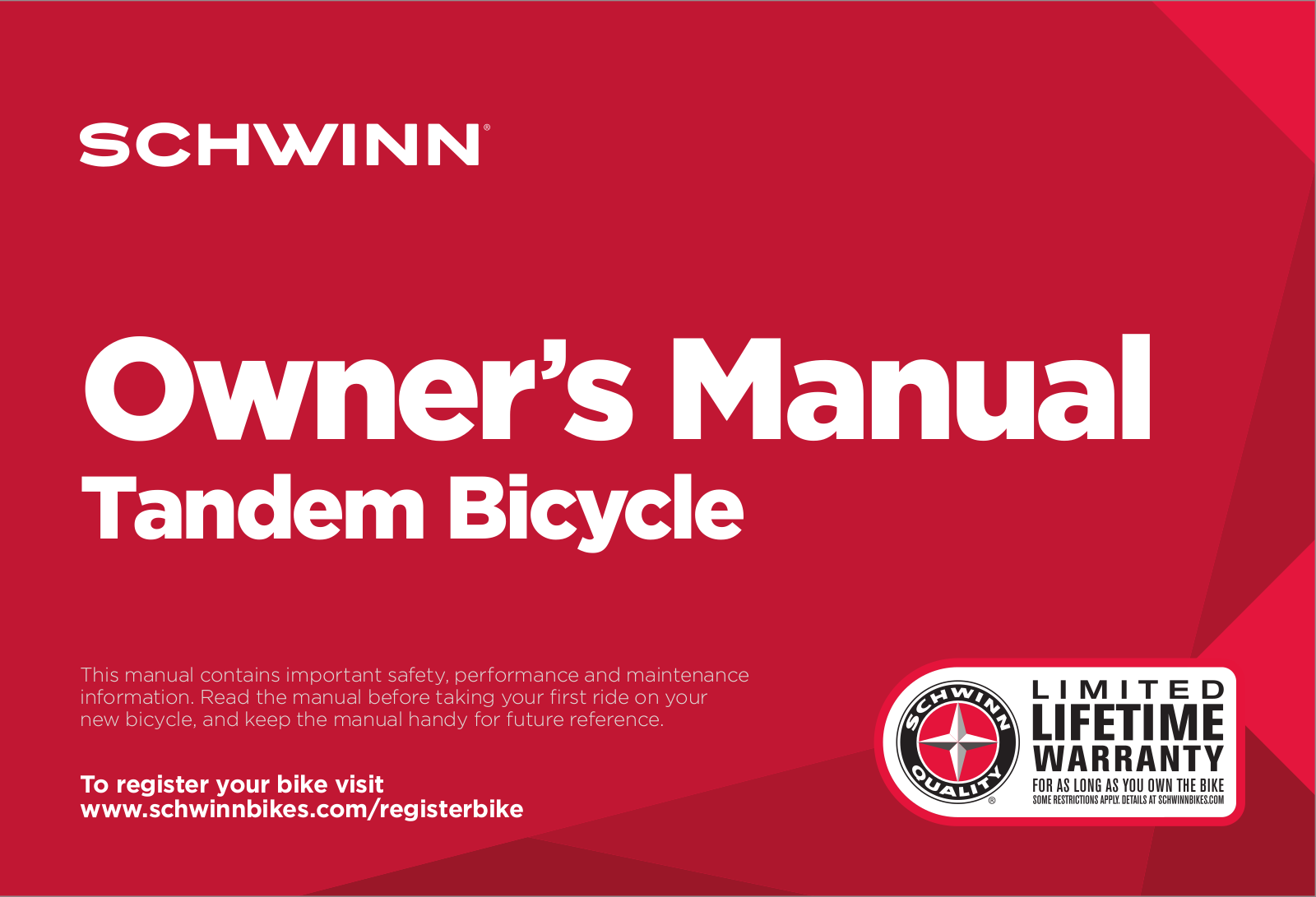 Schwinn Tandem User Manual