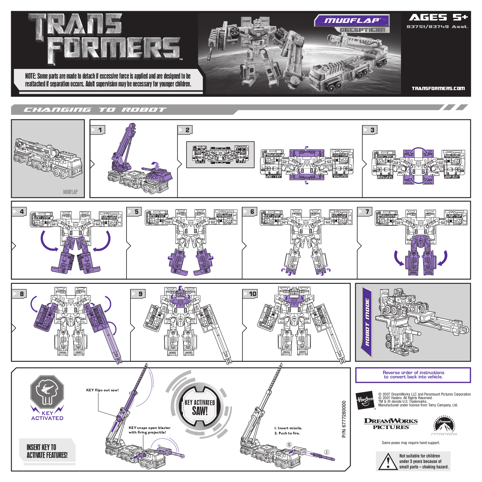 HASBRO Transformers Mudflap Decepticon User Manual