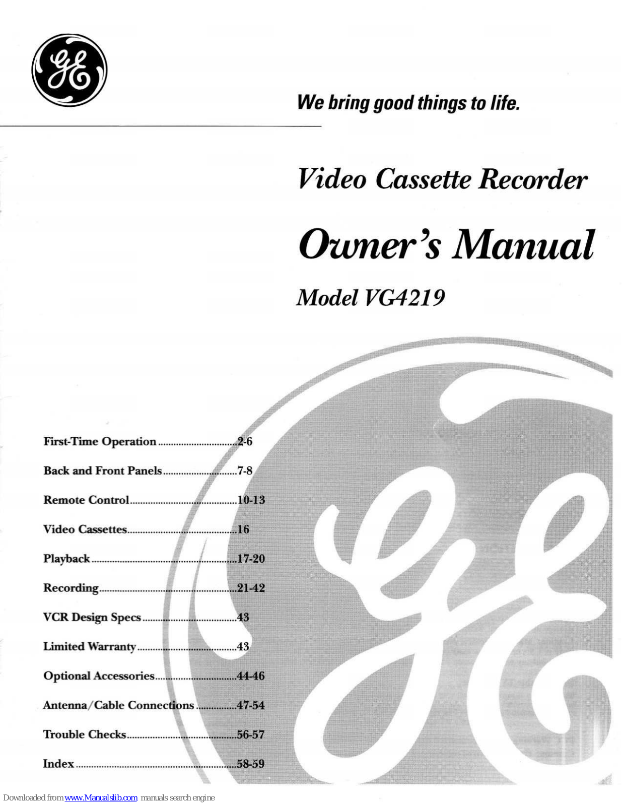 GE VG4219 Owner's Manual