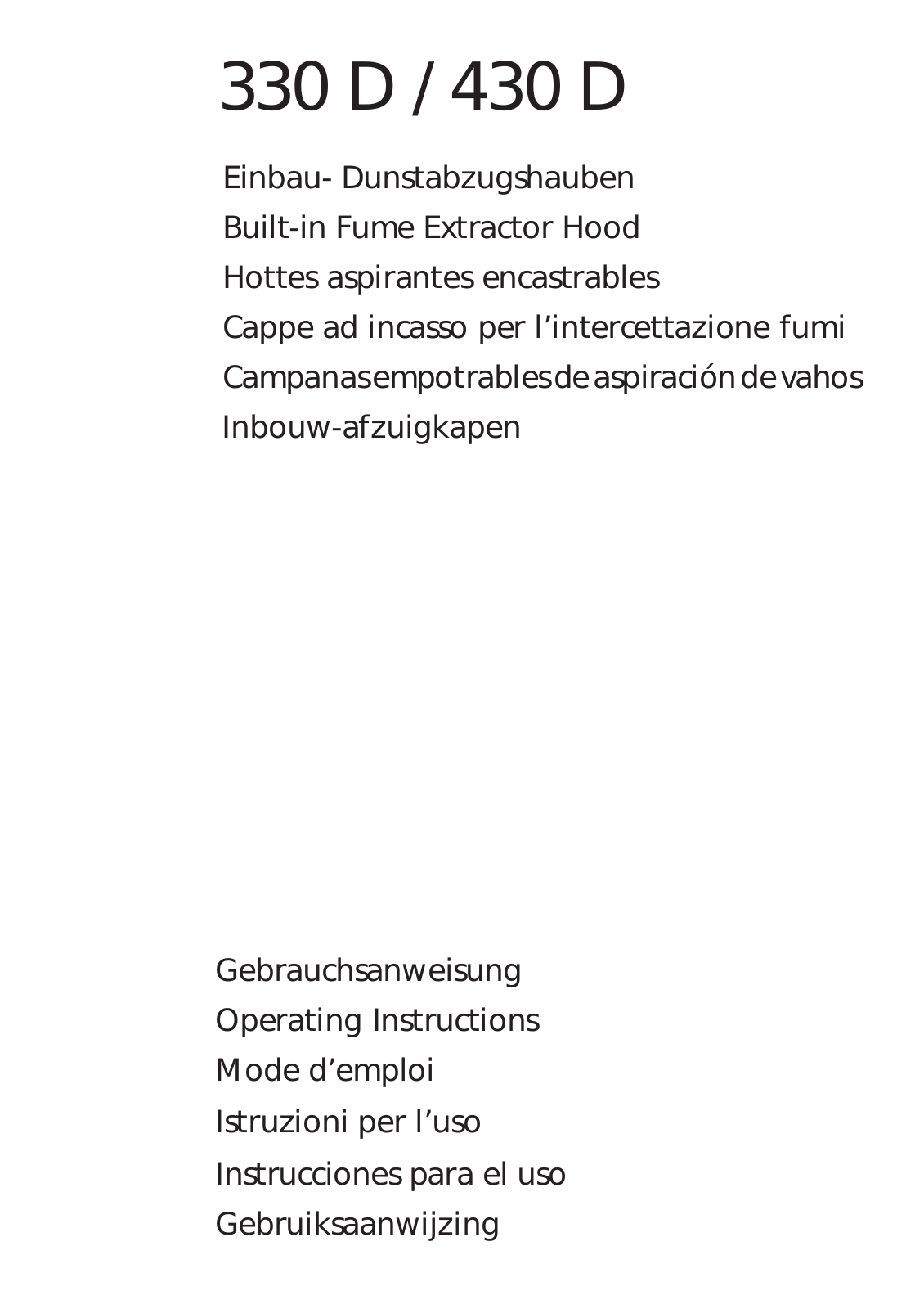 Aeg 330 D, 430 D, 430 D User Manual