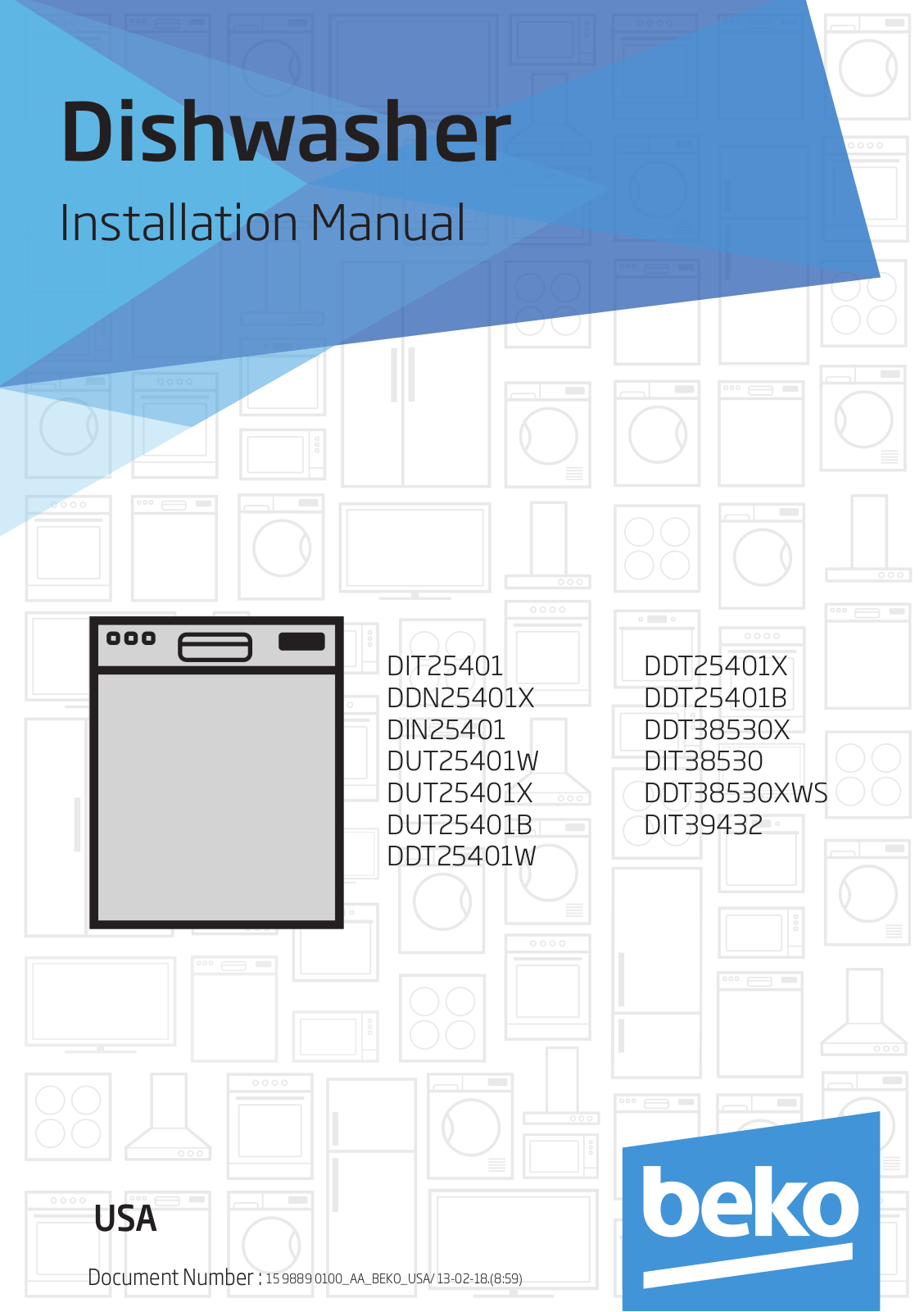 Beko DIN25401, DDN25401X, DIT25401, DDT25401X Installation Manual