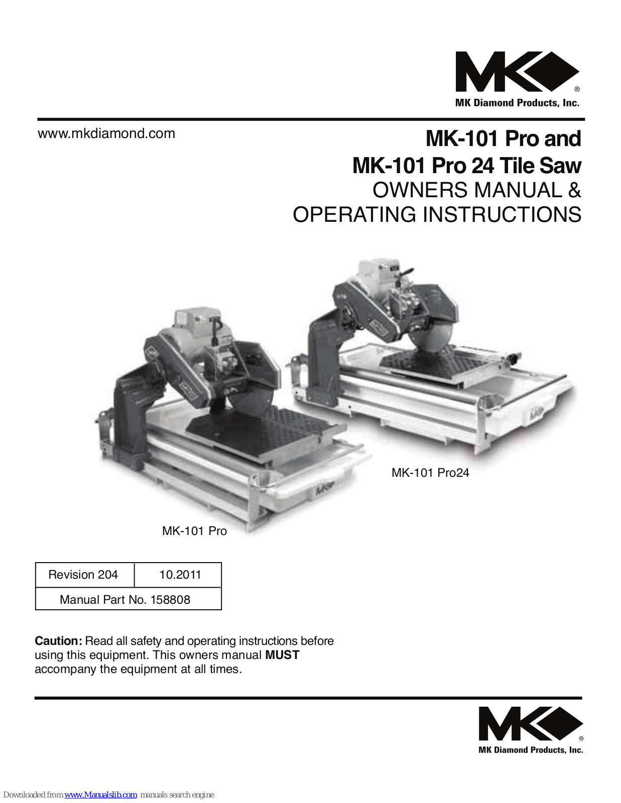 MK MK-101 Pro Owner's Manual