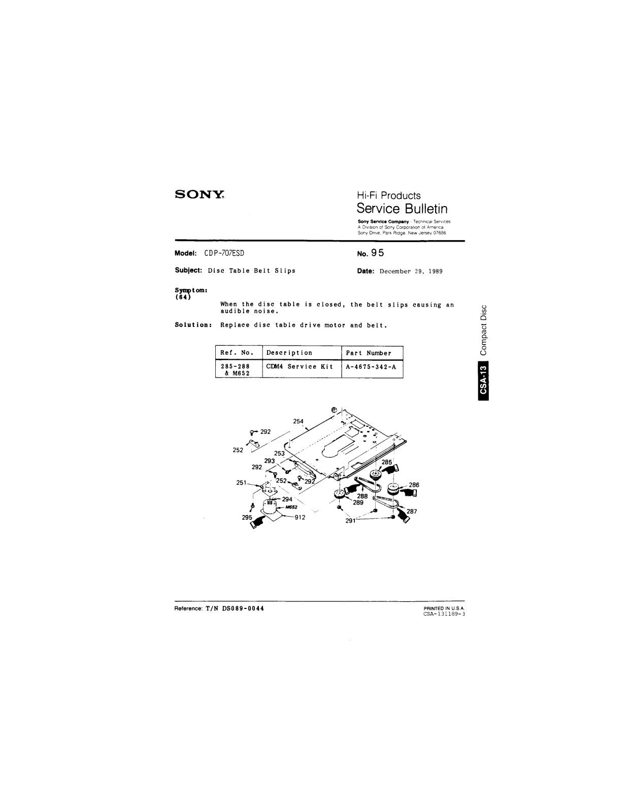 Sony CDP-707ESD Service Manual