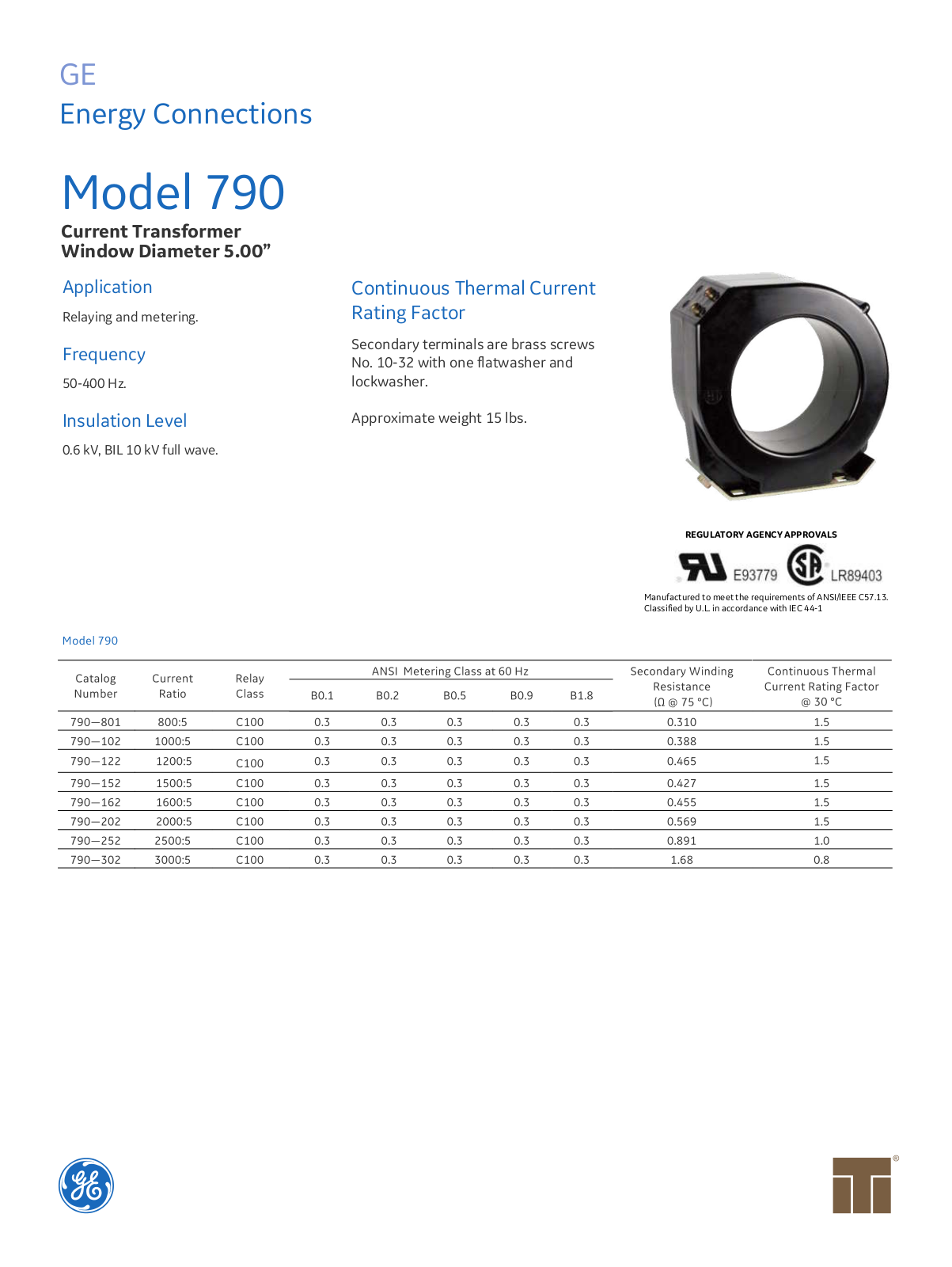 Instrument Transformer, Div of GE 790 Data Sheet