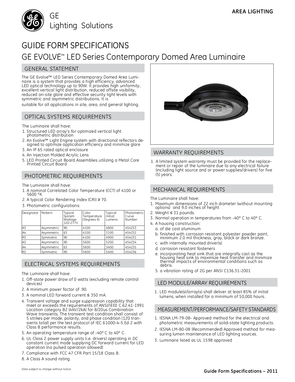 GE EAMD Specification Sheet