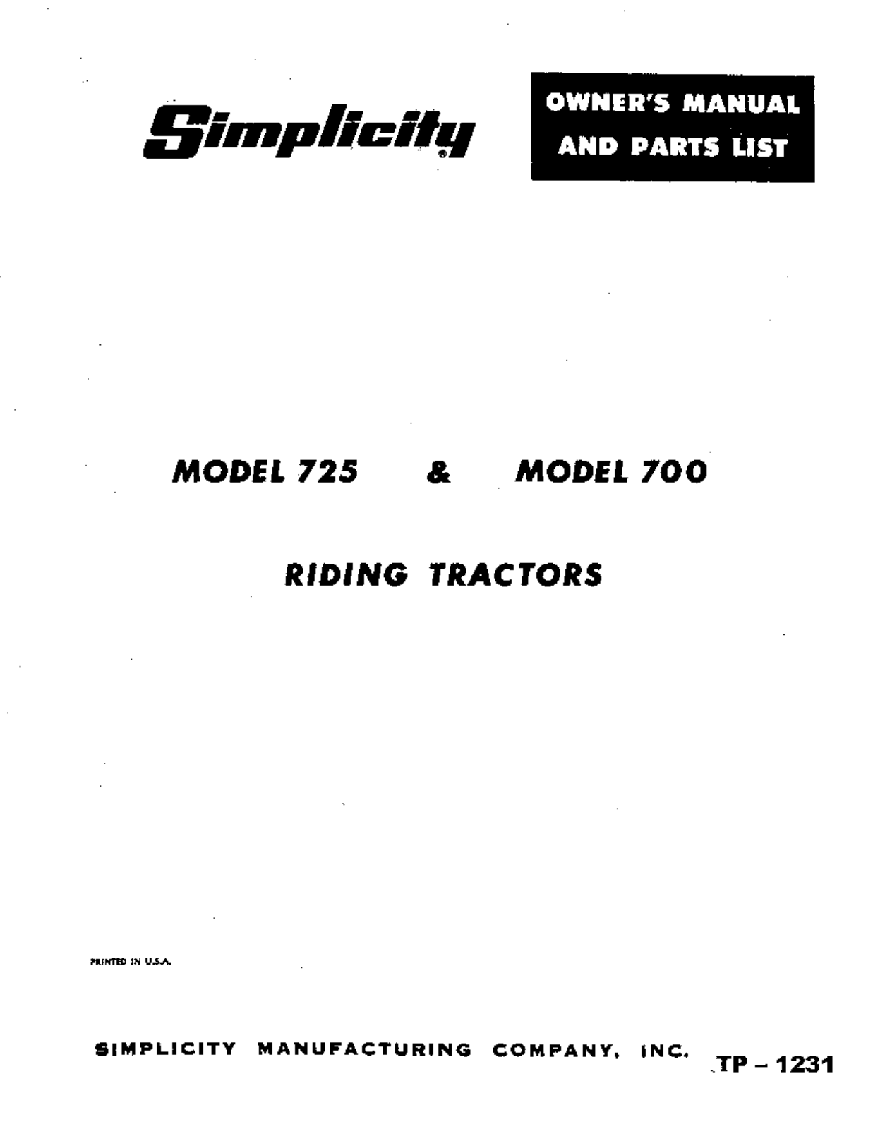 Simplicity 750 User Manual