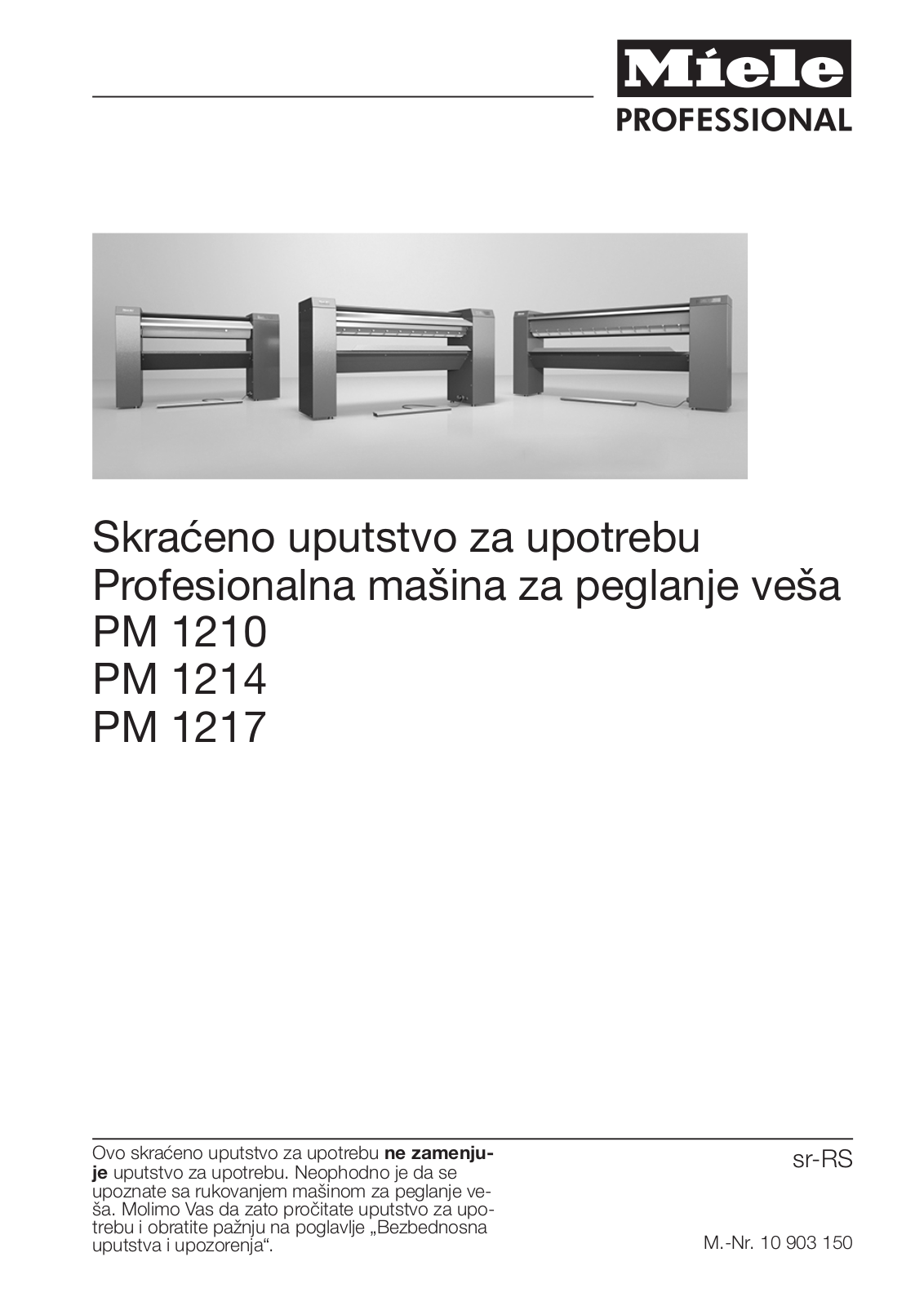 Miele PM 1210, PM 1214, PM 1217 Kratko uputstvo za upotrebu