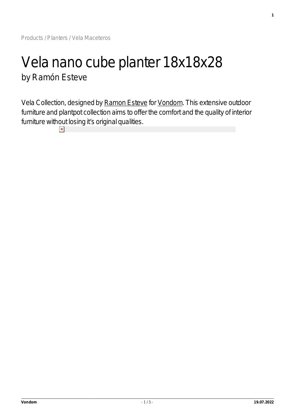 Vondom UCZW2969 Specifications - ManualMachine.com