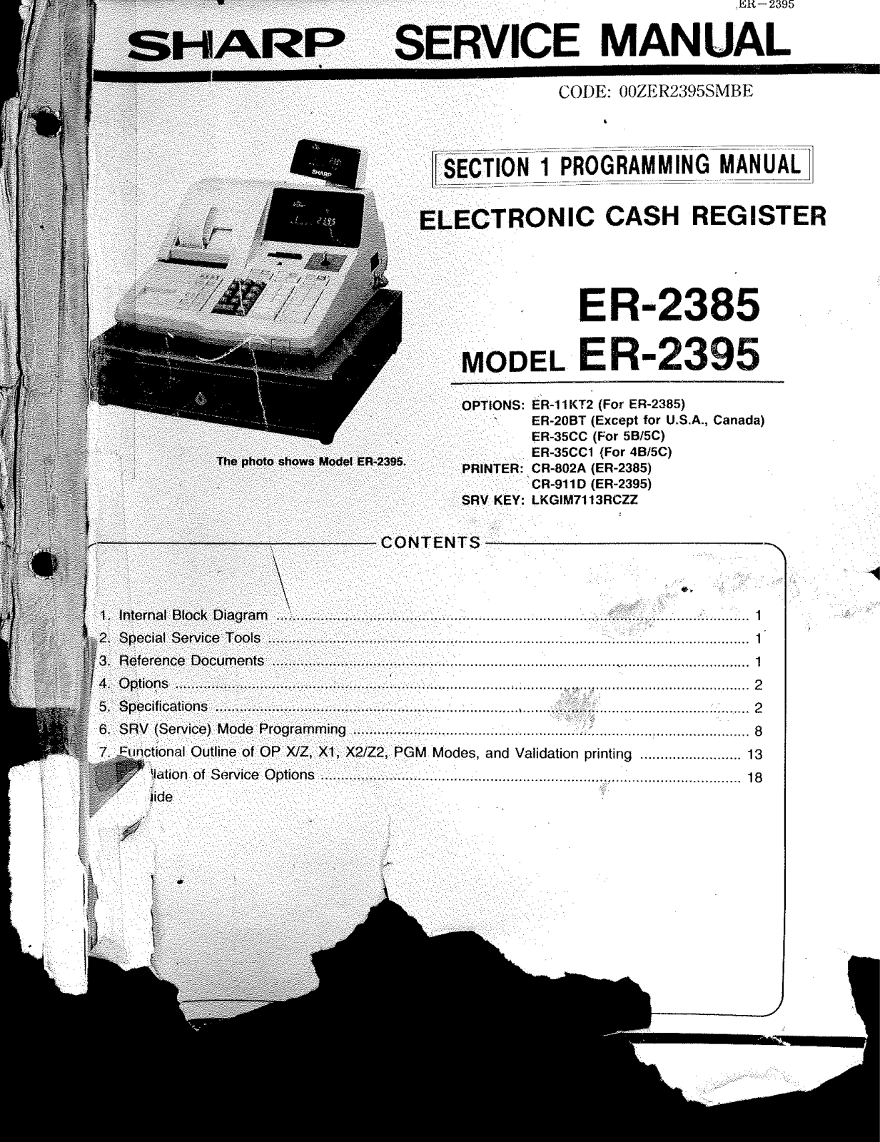 Sharp ER-2395, ER-2385 User Manual