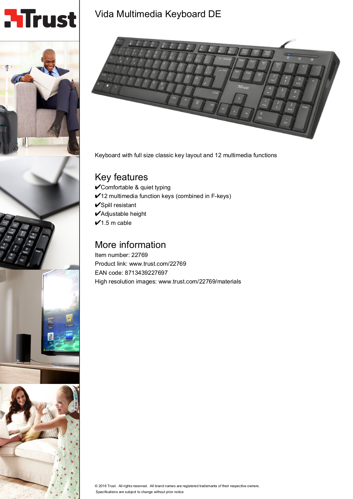 Trust Vida Multimedia Keyboard DE User Manual