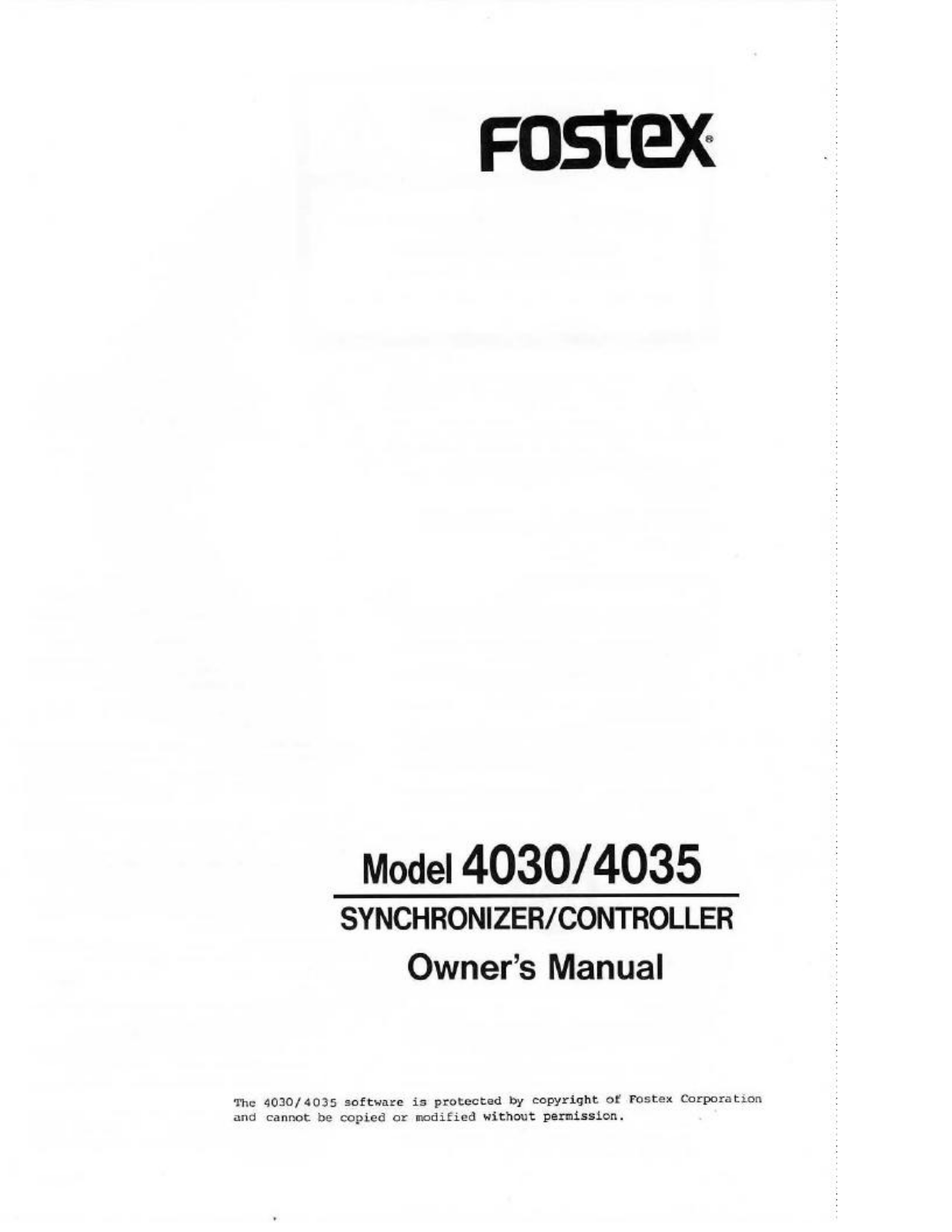 Fostex 4030, 4035 Owner Manual