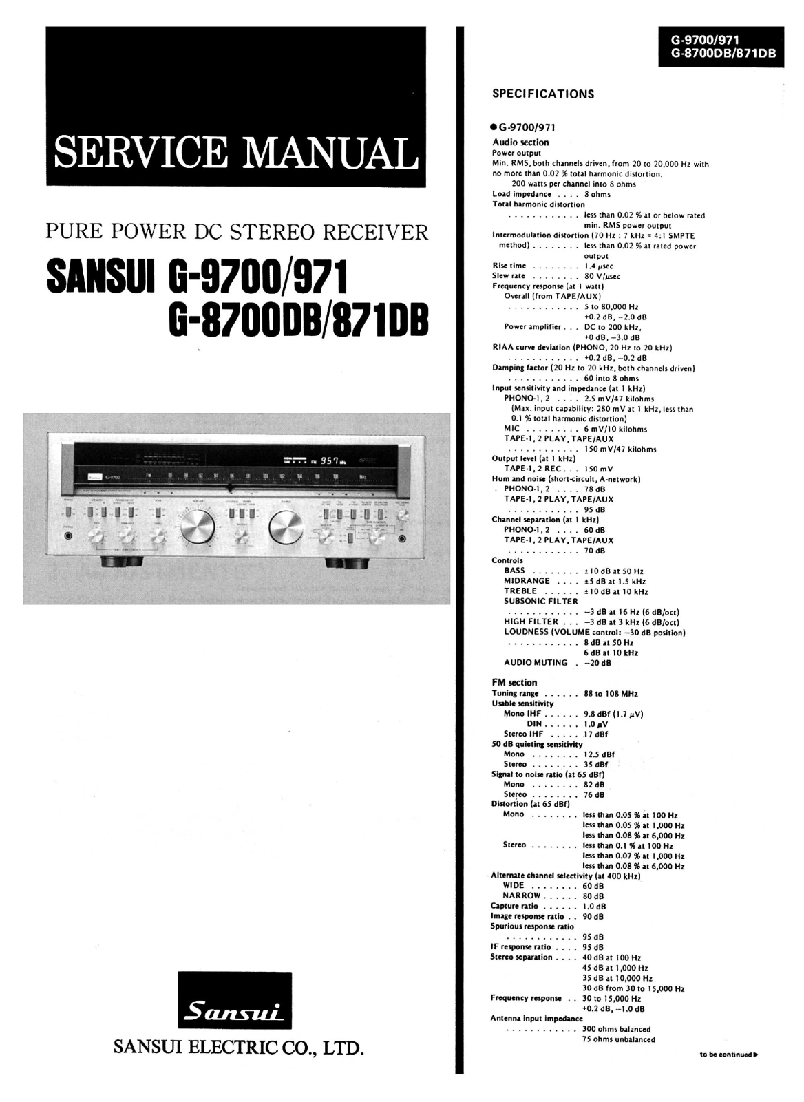 Sansui G-9700 Service manual