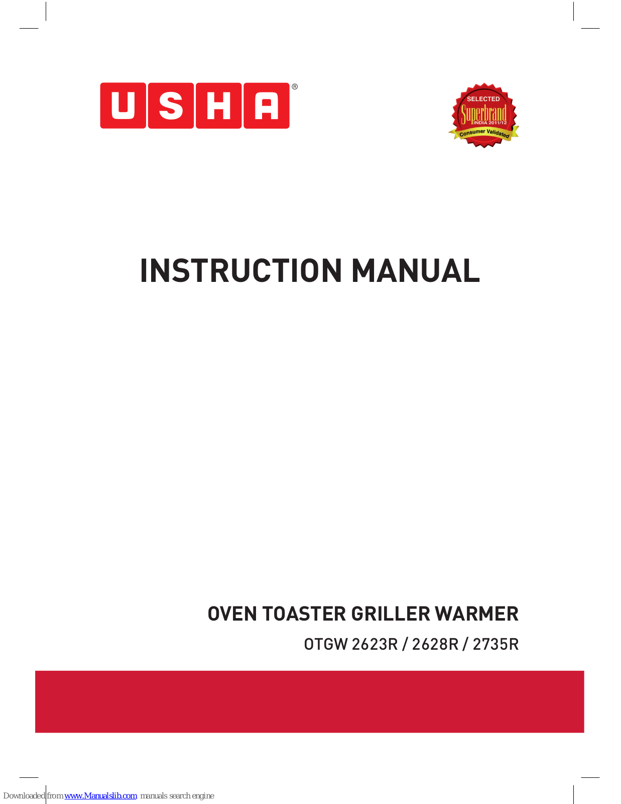 usha OTGW 2623R, OTGW 2628R, OTGW 2625R Instruction Manual