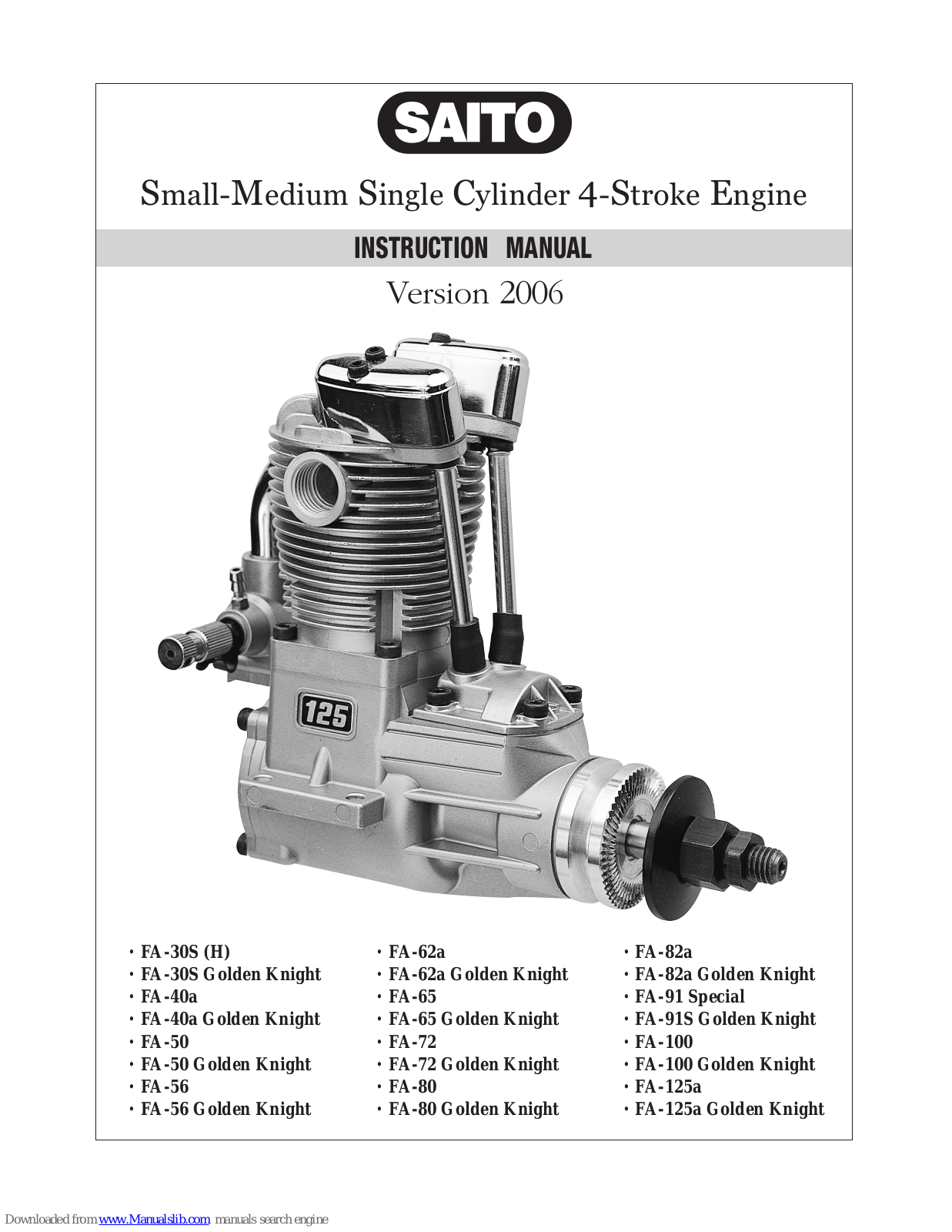 Saito FA-30S, FA-56, FA-40a, FA-50, FA-62a Instruction Manual