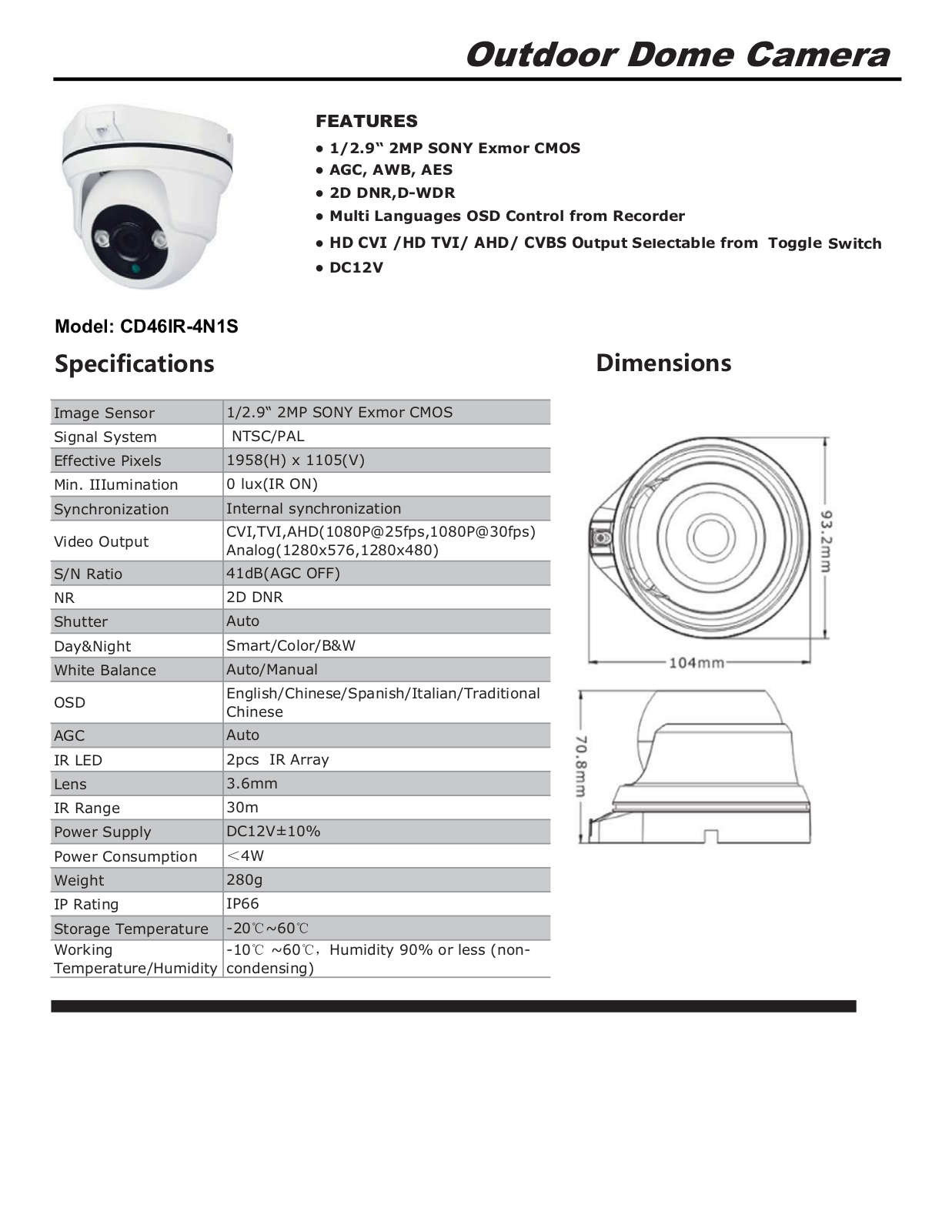 COP-USA CD46IR-4N1S Specsheet