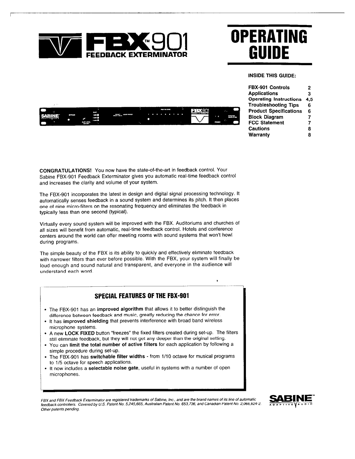 Sabine FBX-901 User Manual