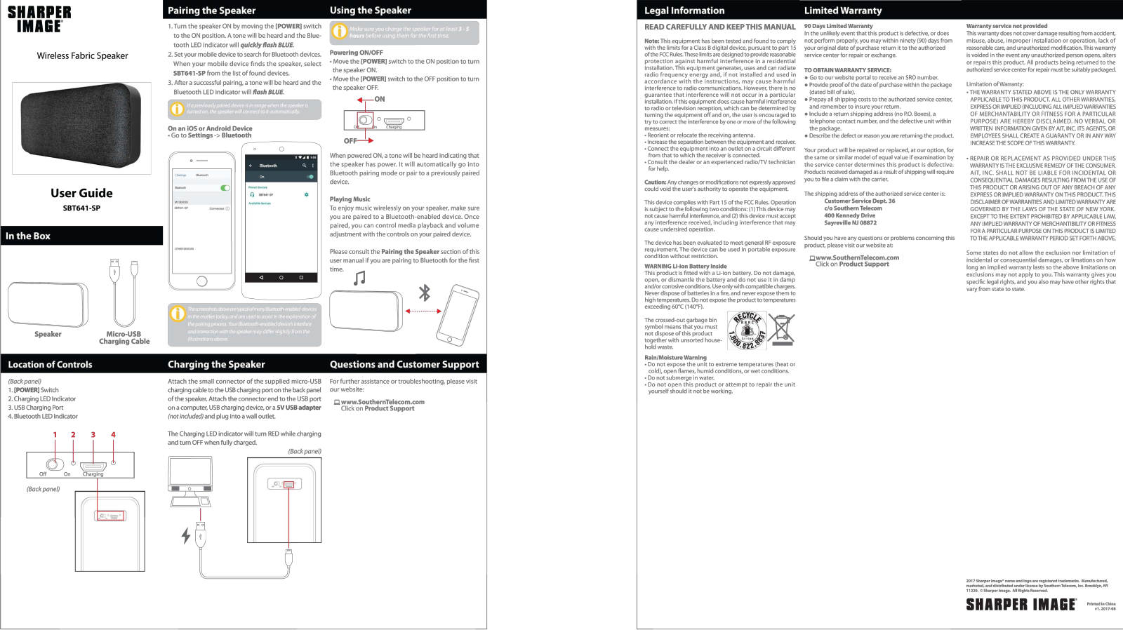 Sharper image SBT641-SP User Manual