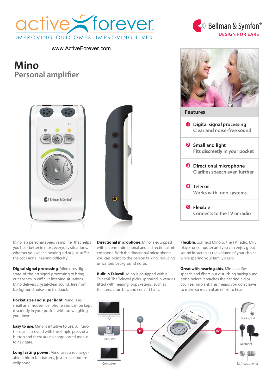 Activeforever Bellman & Symfon Mino Digital Personal Amplifier User Manual