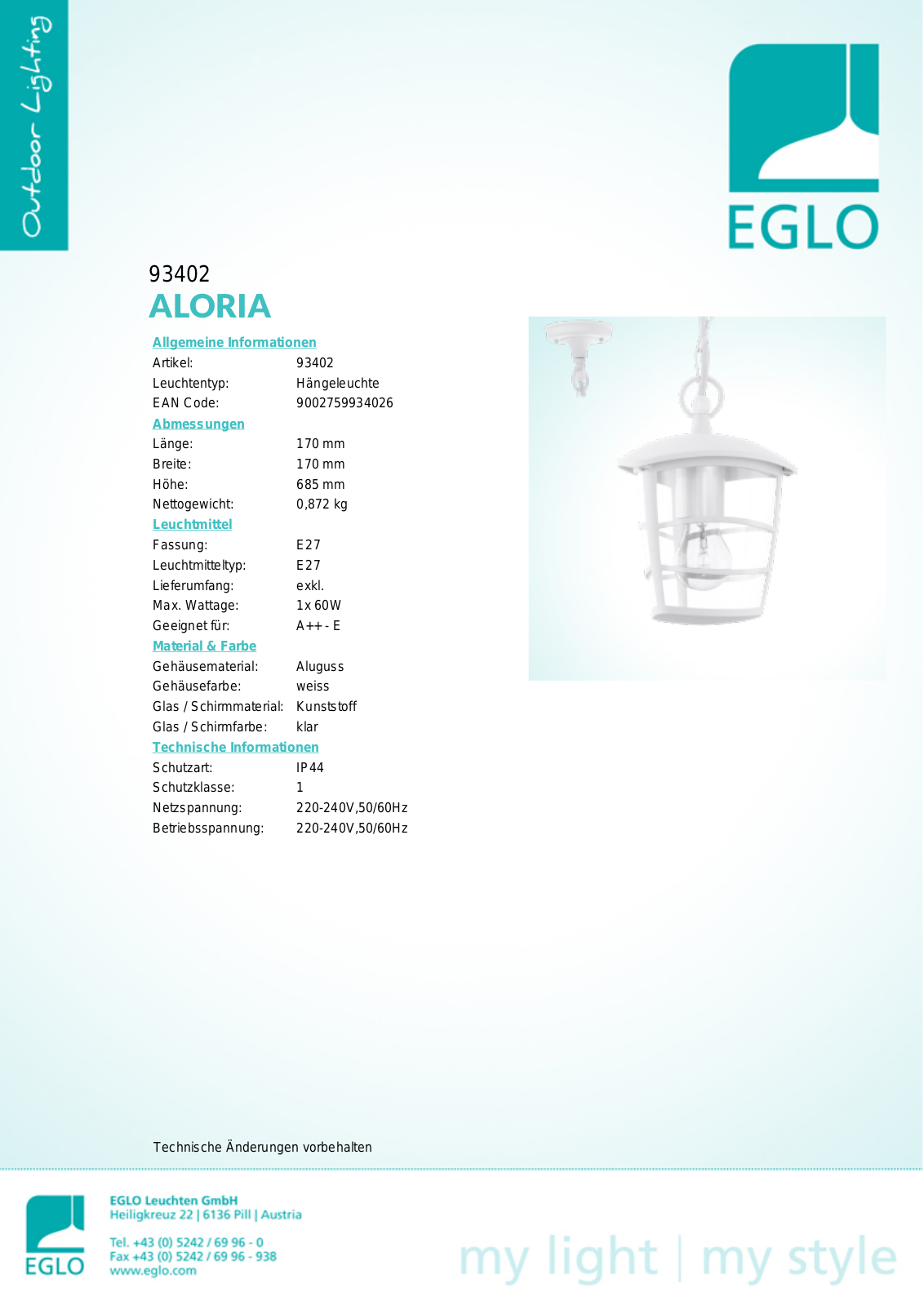 Eglo 93402 Service Manual