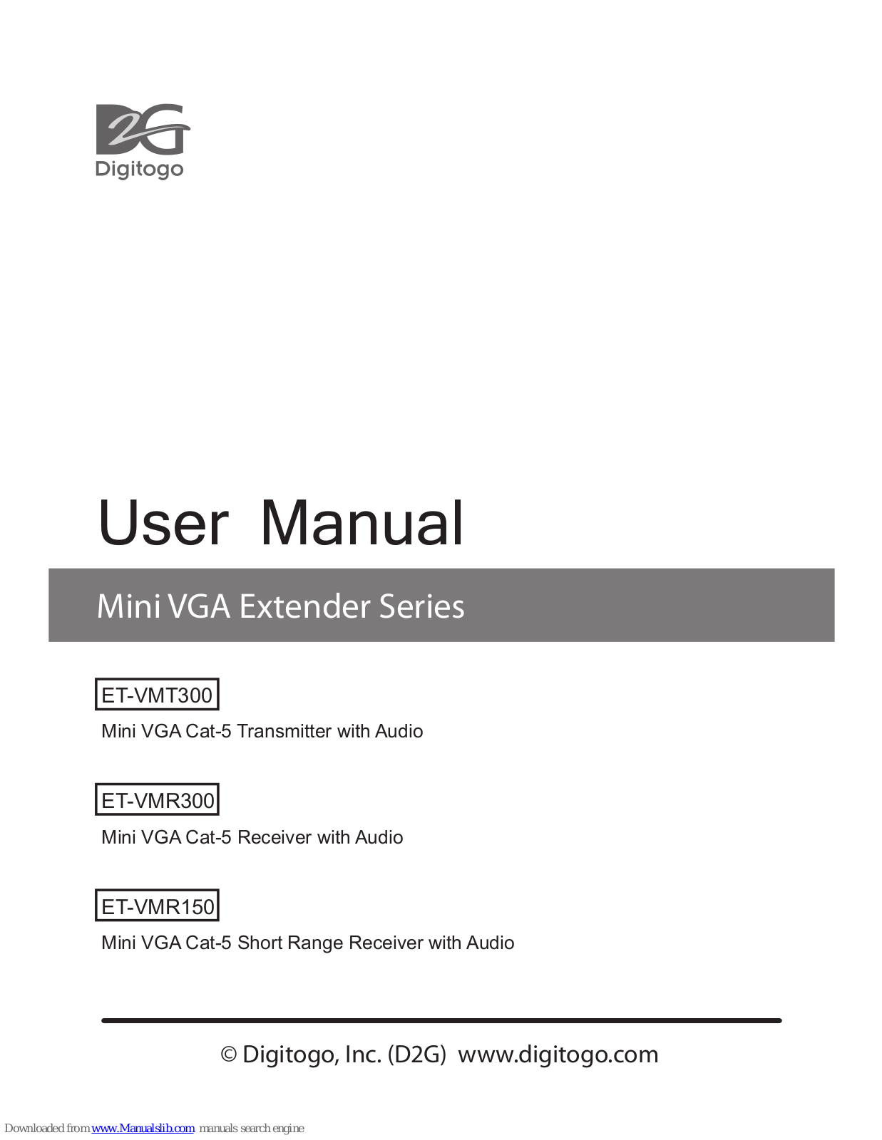 Digitogo ET-VMT300, ET-VMR300, ET-VMR150 User Manual - ManualMachine.com